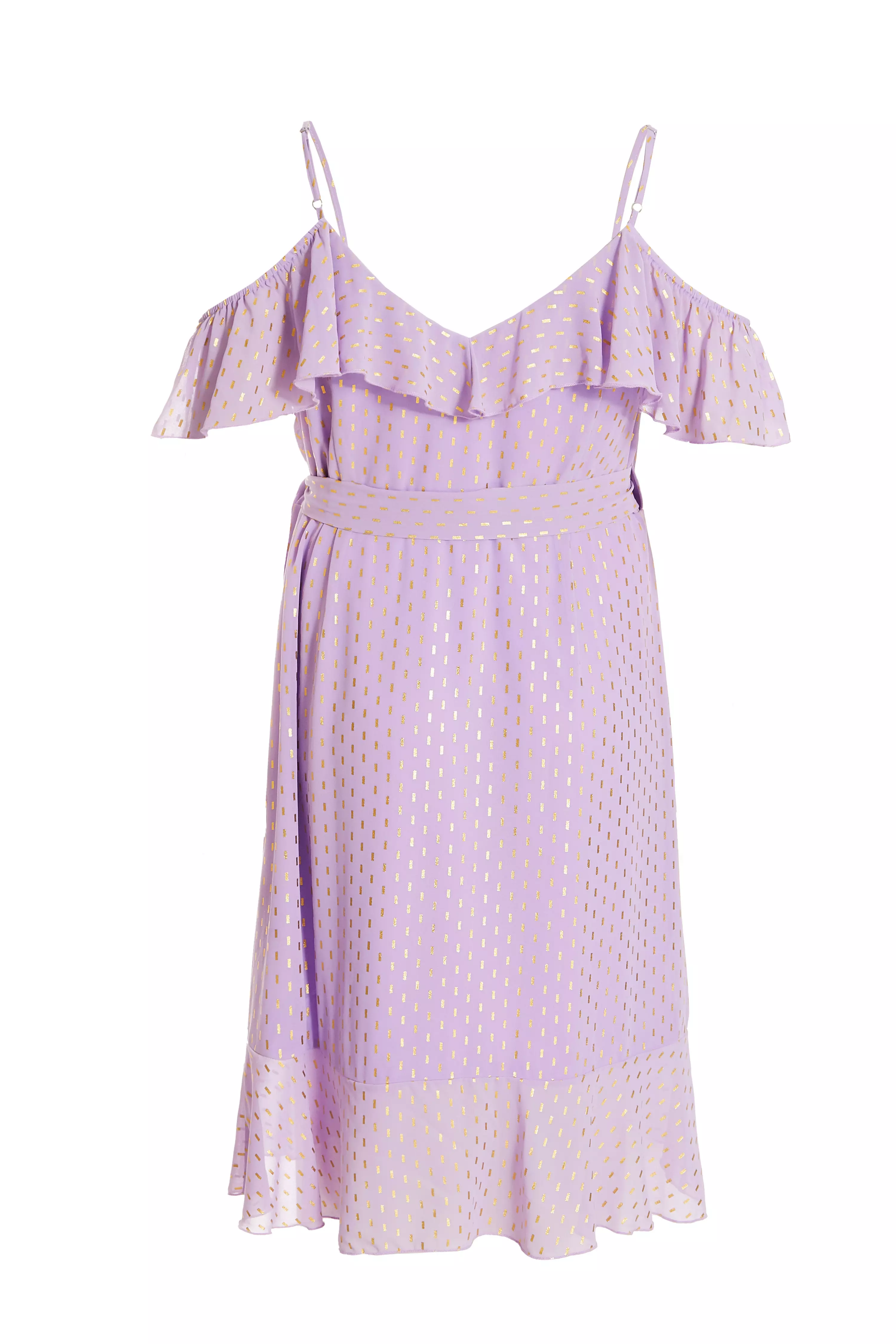 Curve Lilac Chiffon Foil Midi Dress