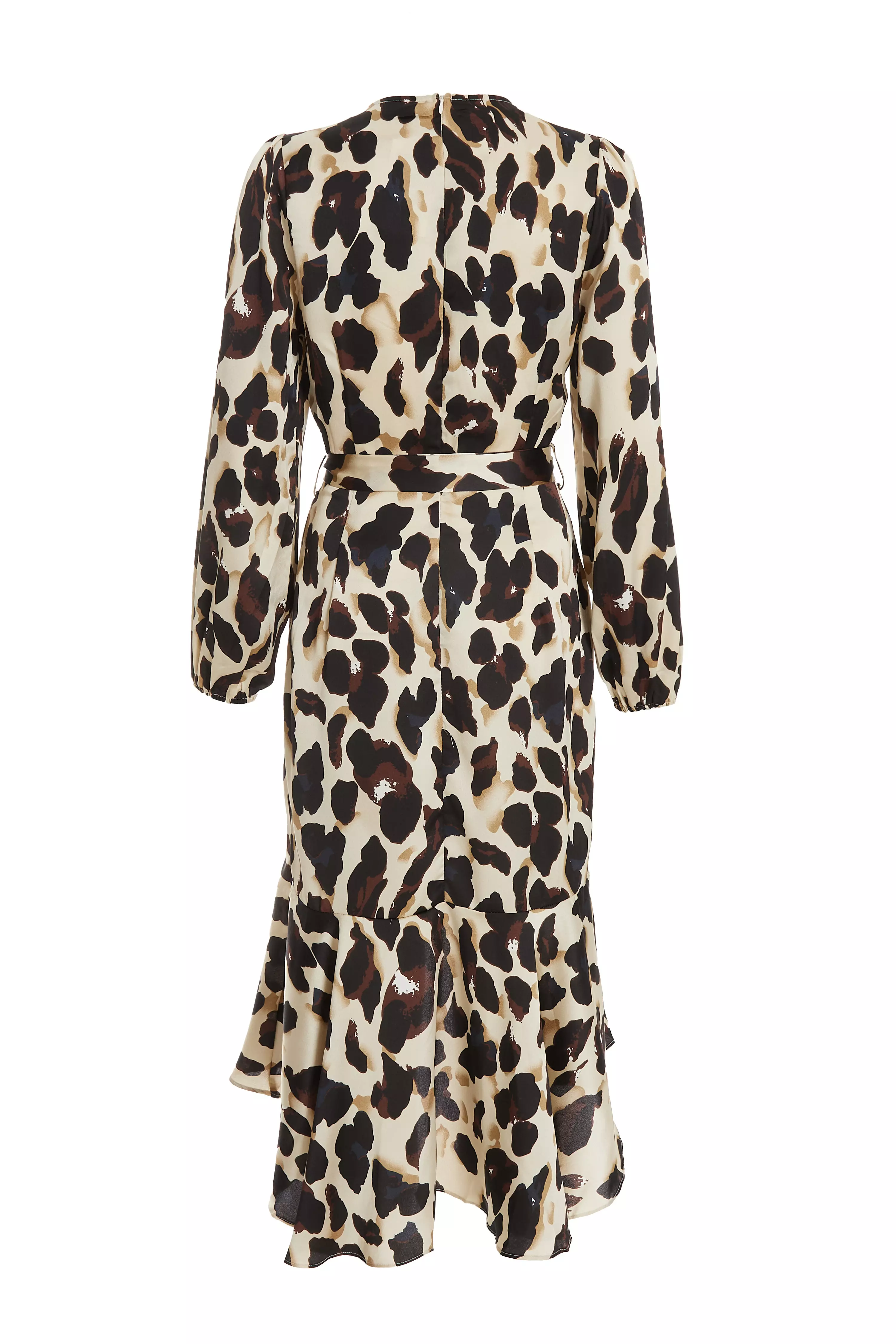 Stone Animal Print Satin Midi Dress