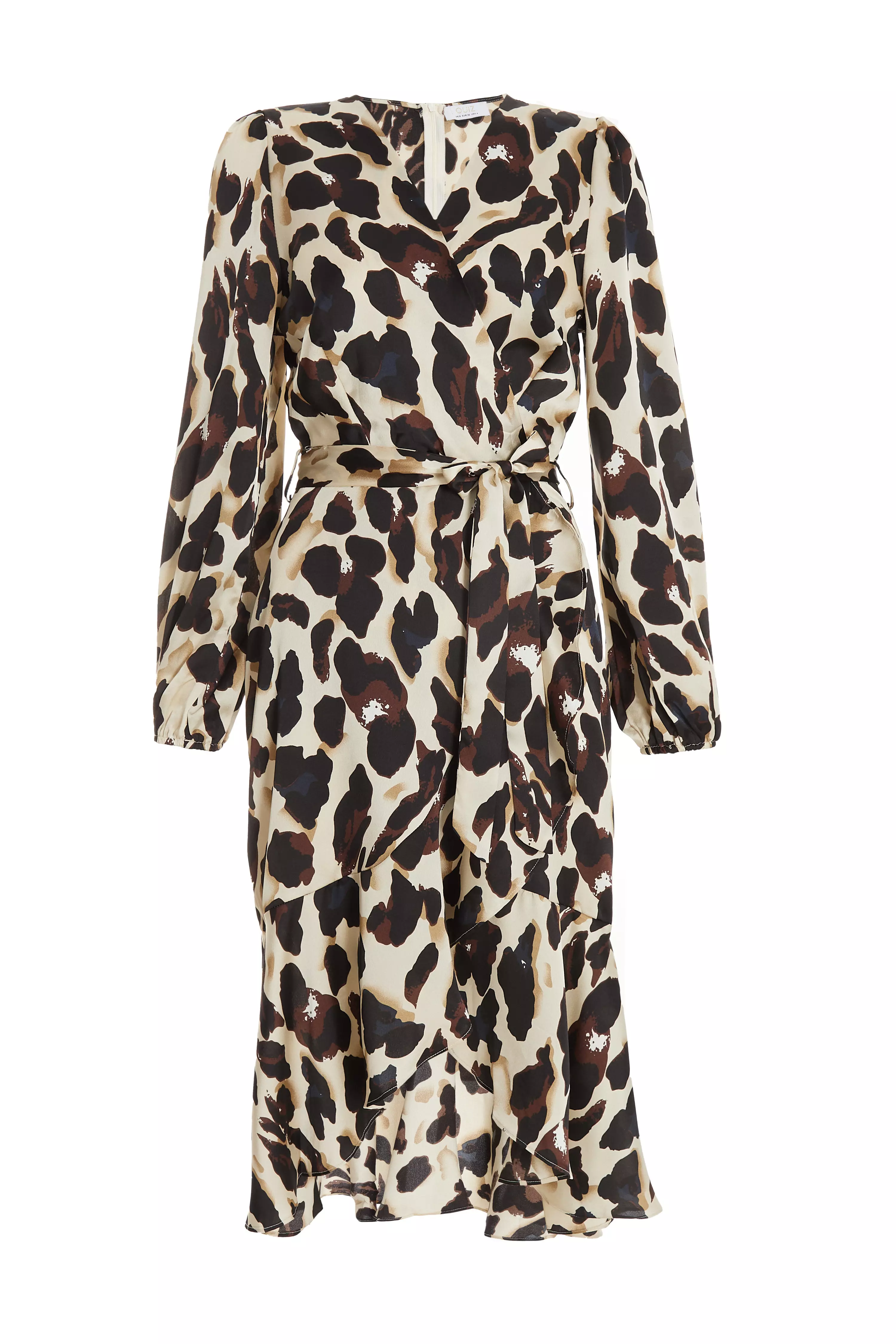 Stone Animal Print Satin Midi Dress