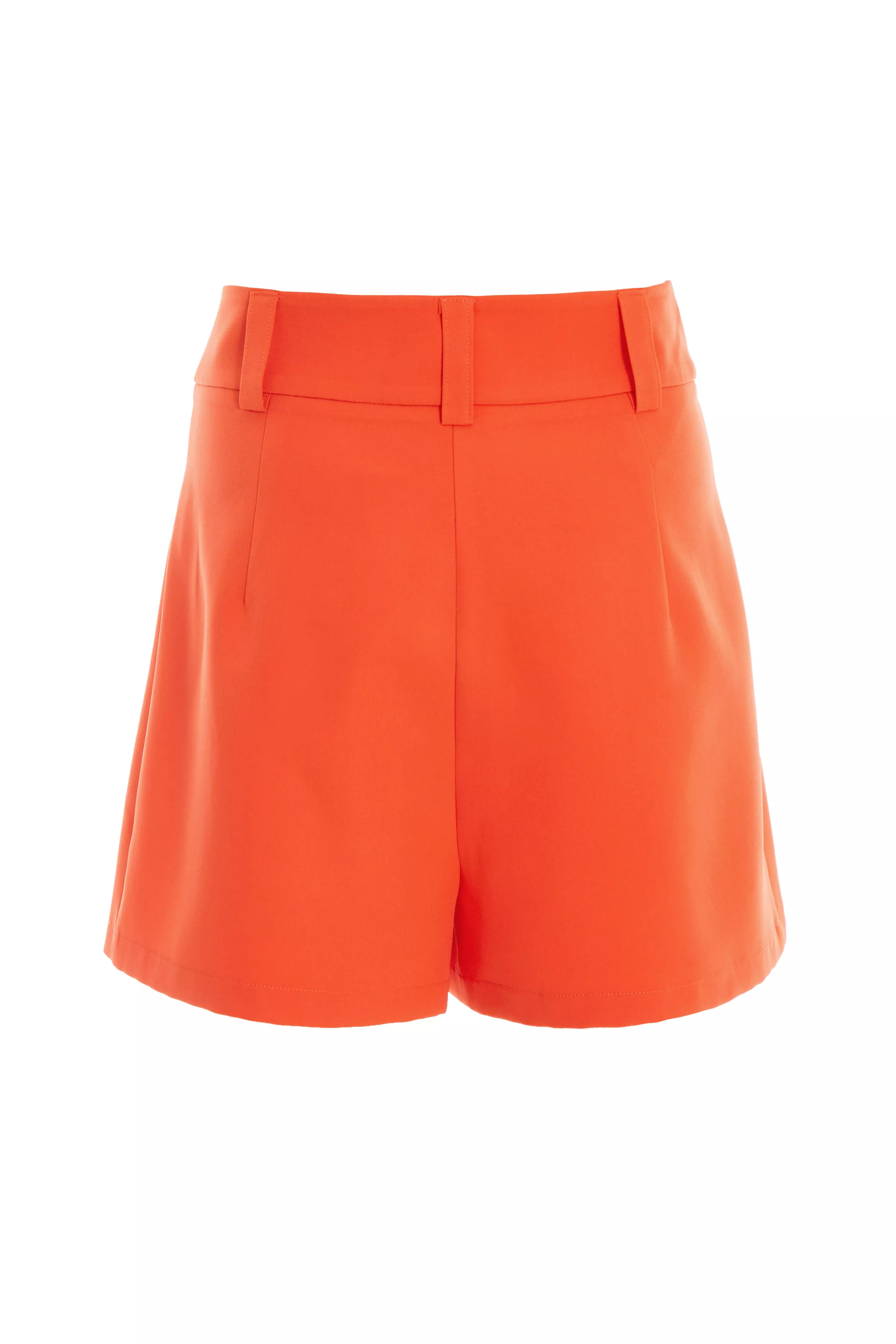 Orange High Waist Tailored Shorts