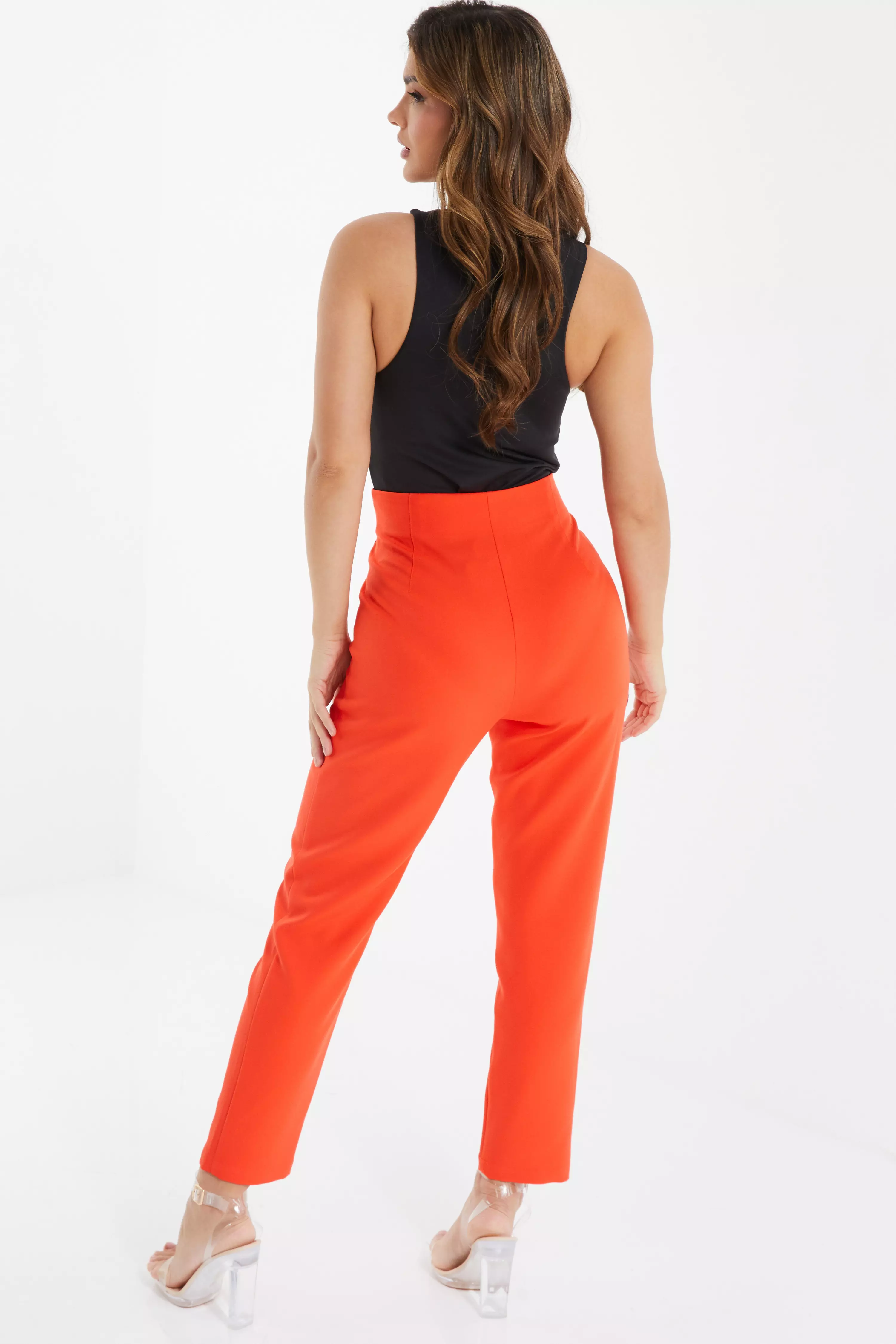 Orange High Waist Tailored Trousers