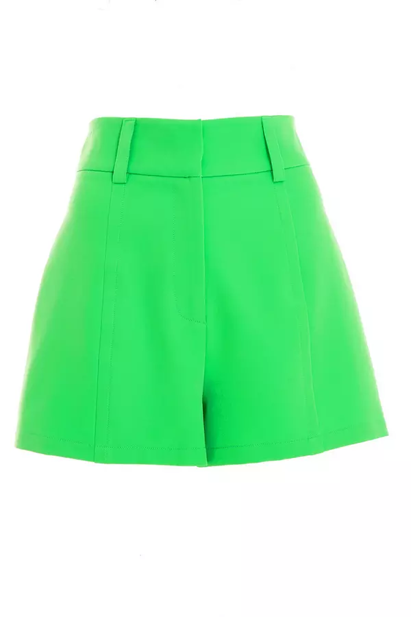 Bright Green High Waist Tailored Shorts