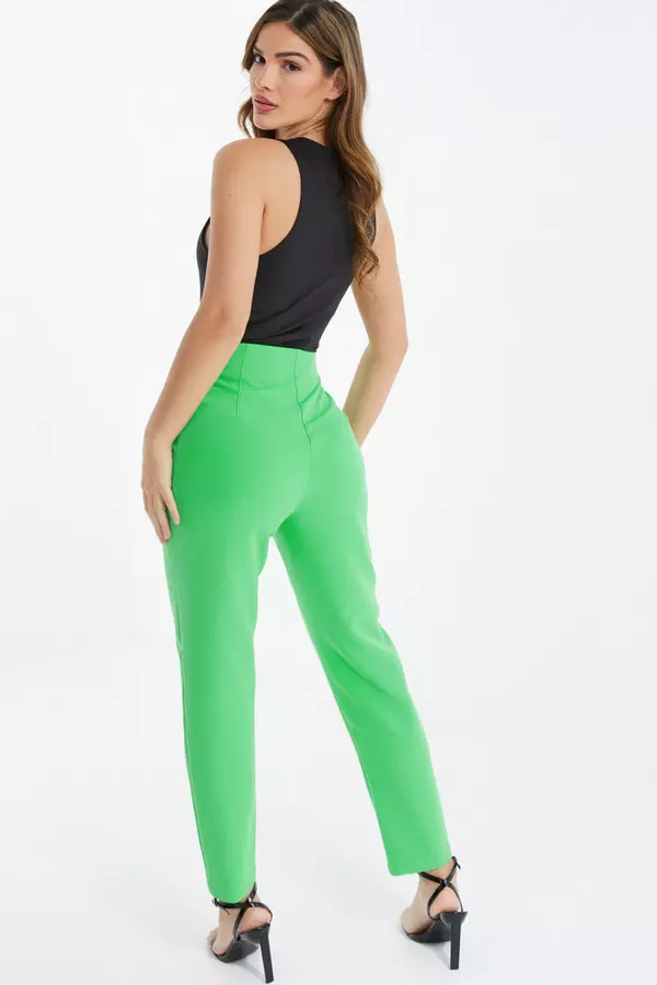 Bright Green High Waist Tailored Trousers