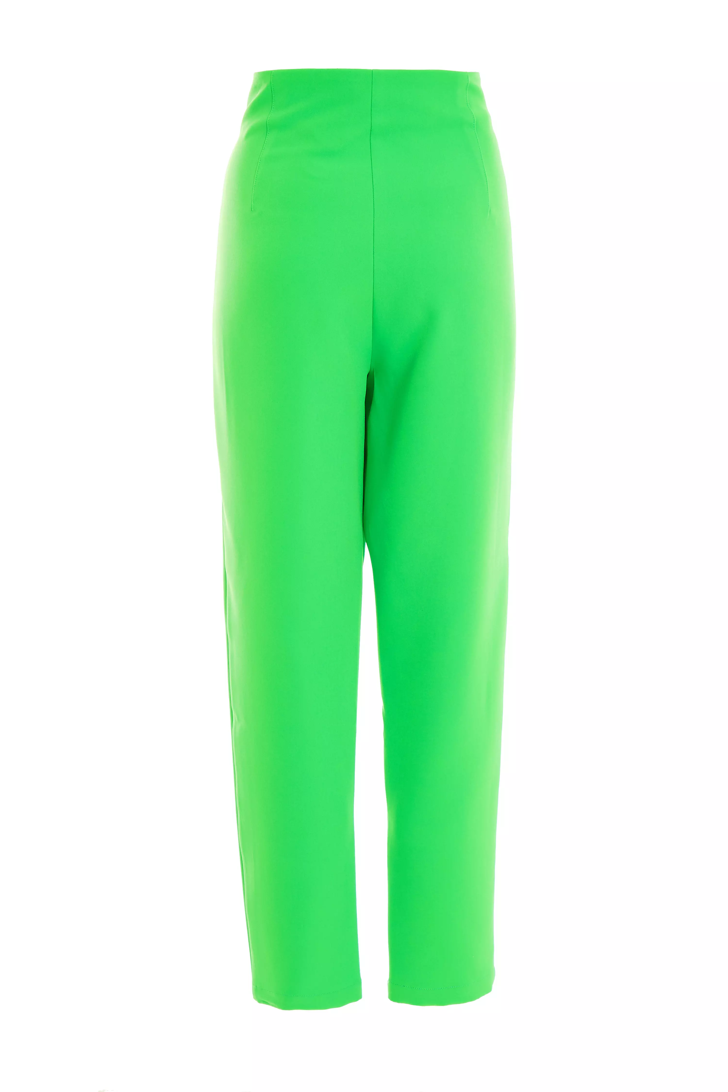 Bright Green High Waist Tailored Trousers