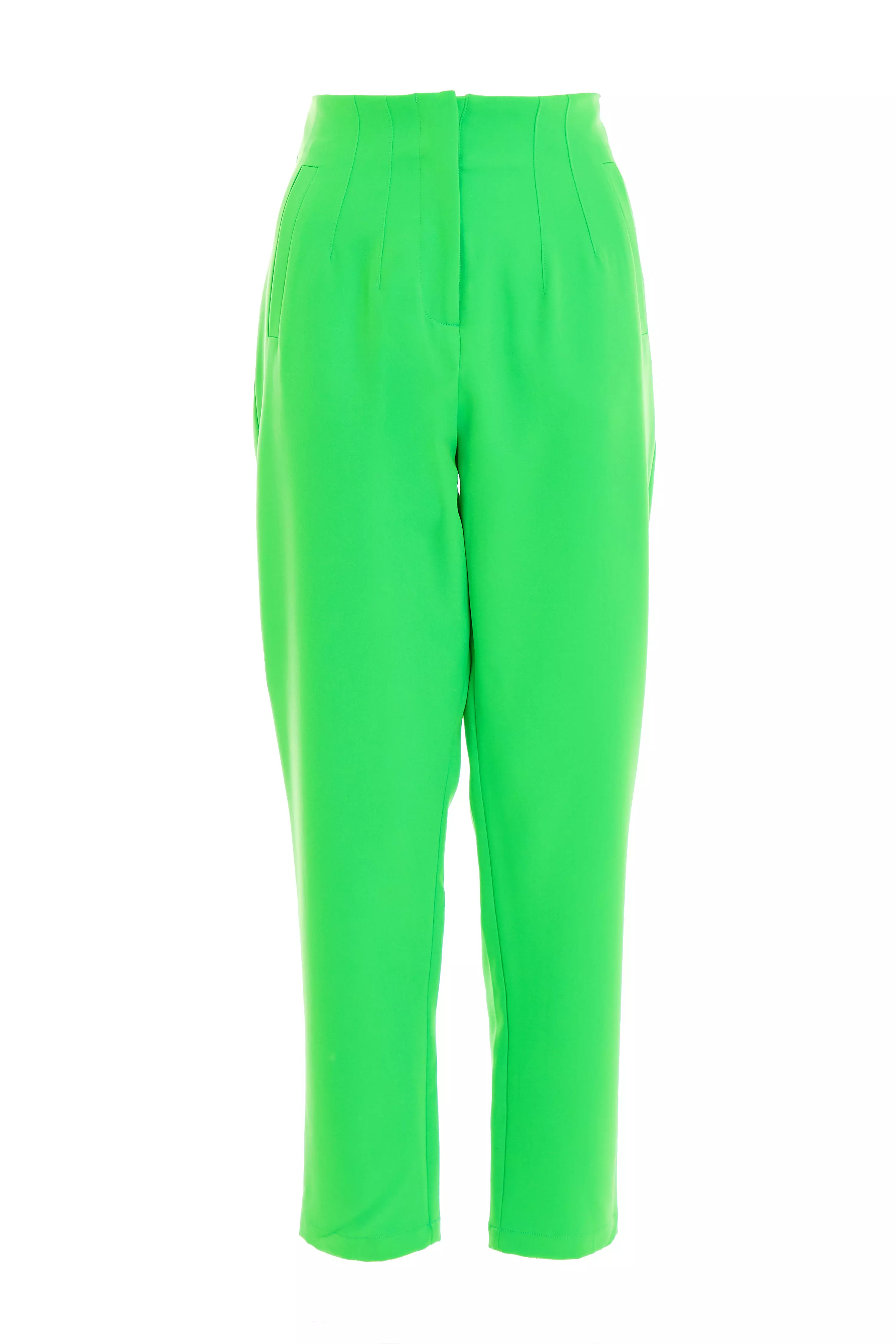 Bright Green High Waist Tailored Trousers