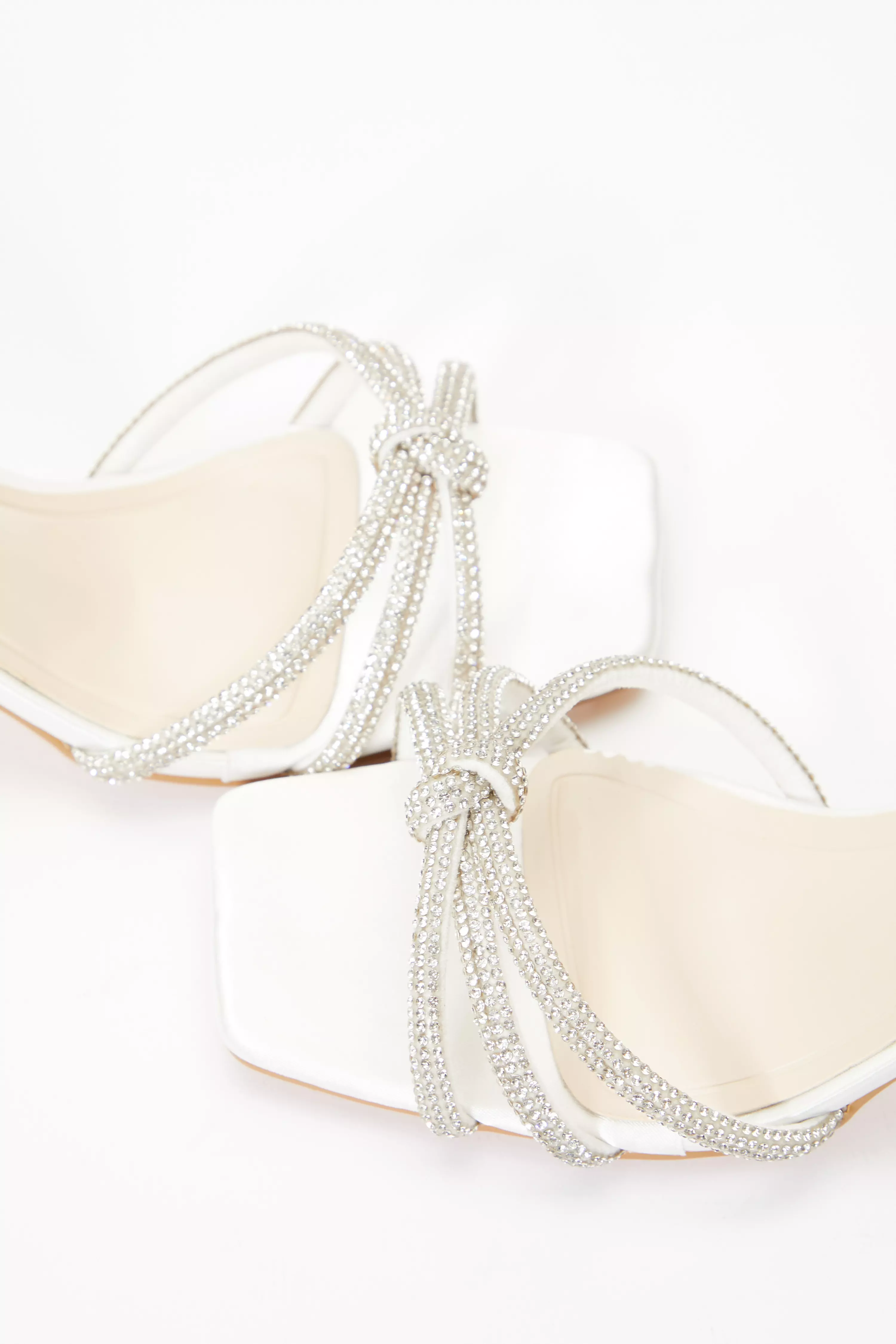 Bridal White Satin Satin Diamante Knot Heels