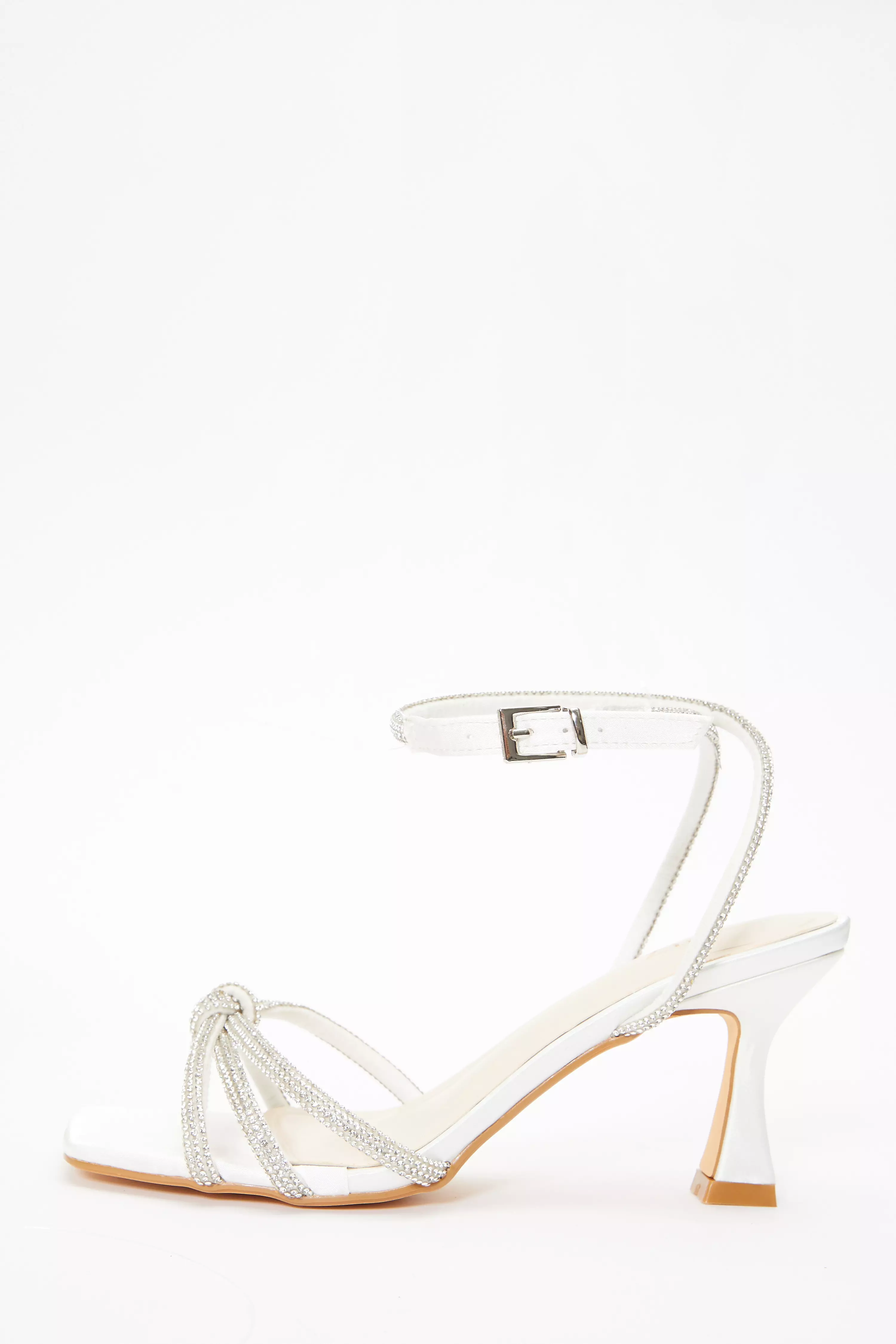 Bridal White Satin Satin Diamante Knot Heels