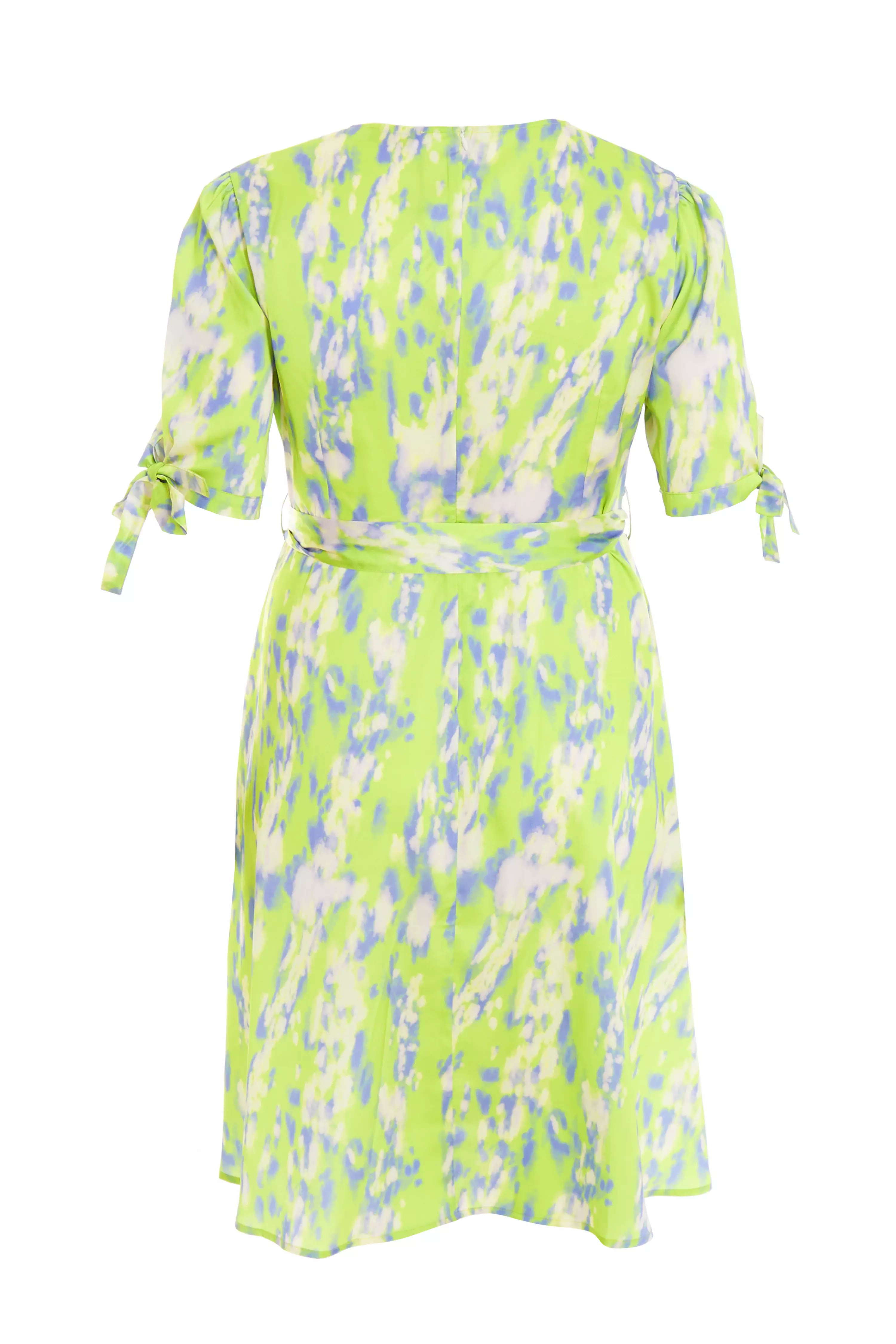 Curve Lime Marble Print Midi Dress