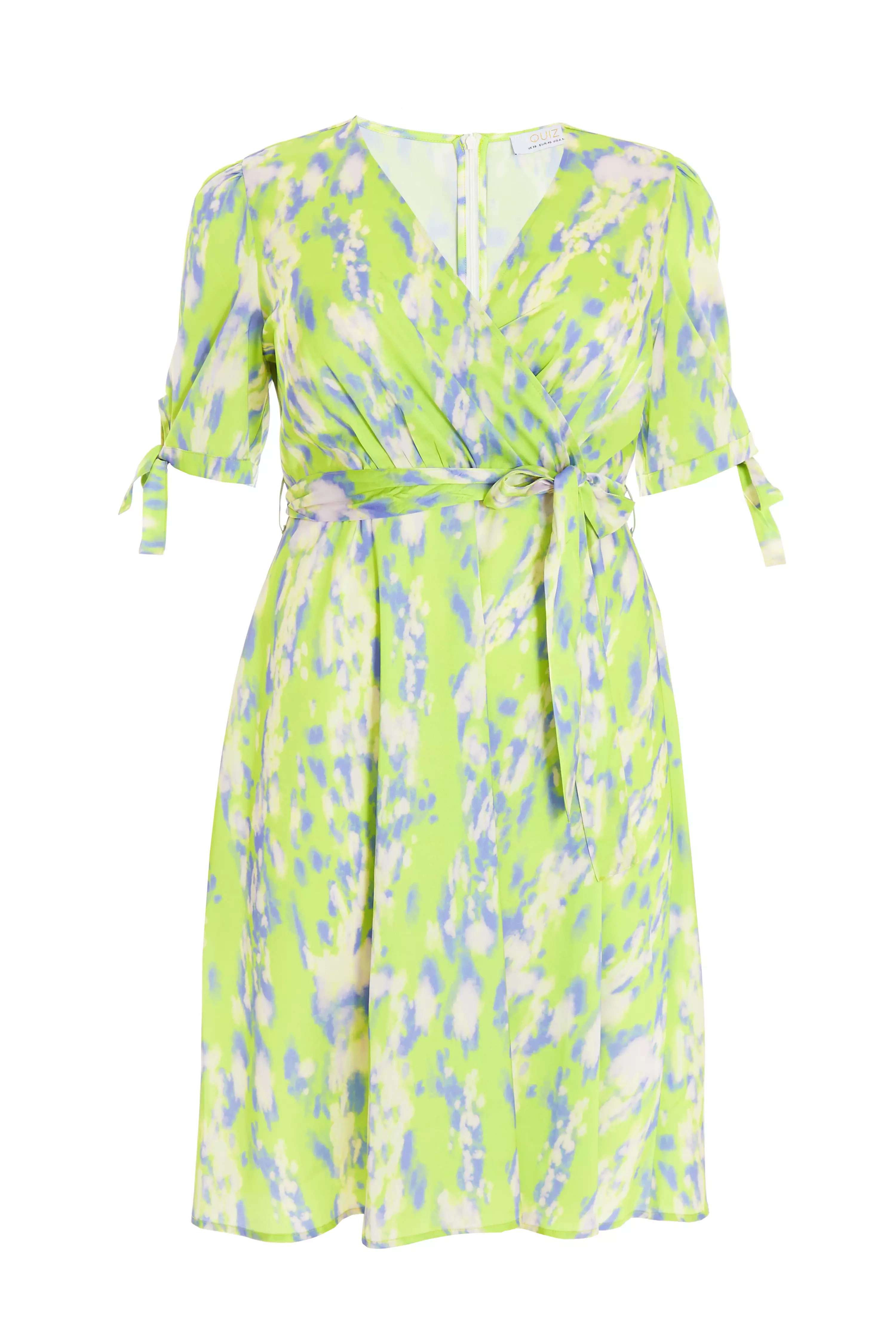 Curve Lime Marble Print Midi Dress