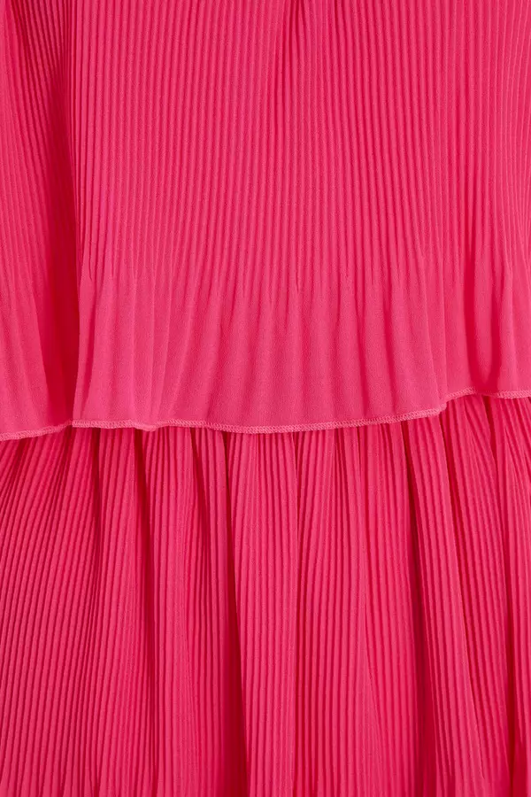 Pink Bardot Tiered Midaxi Dress