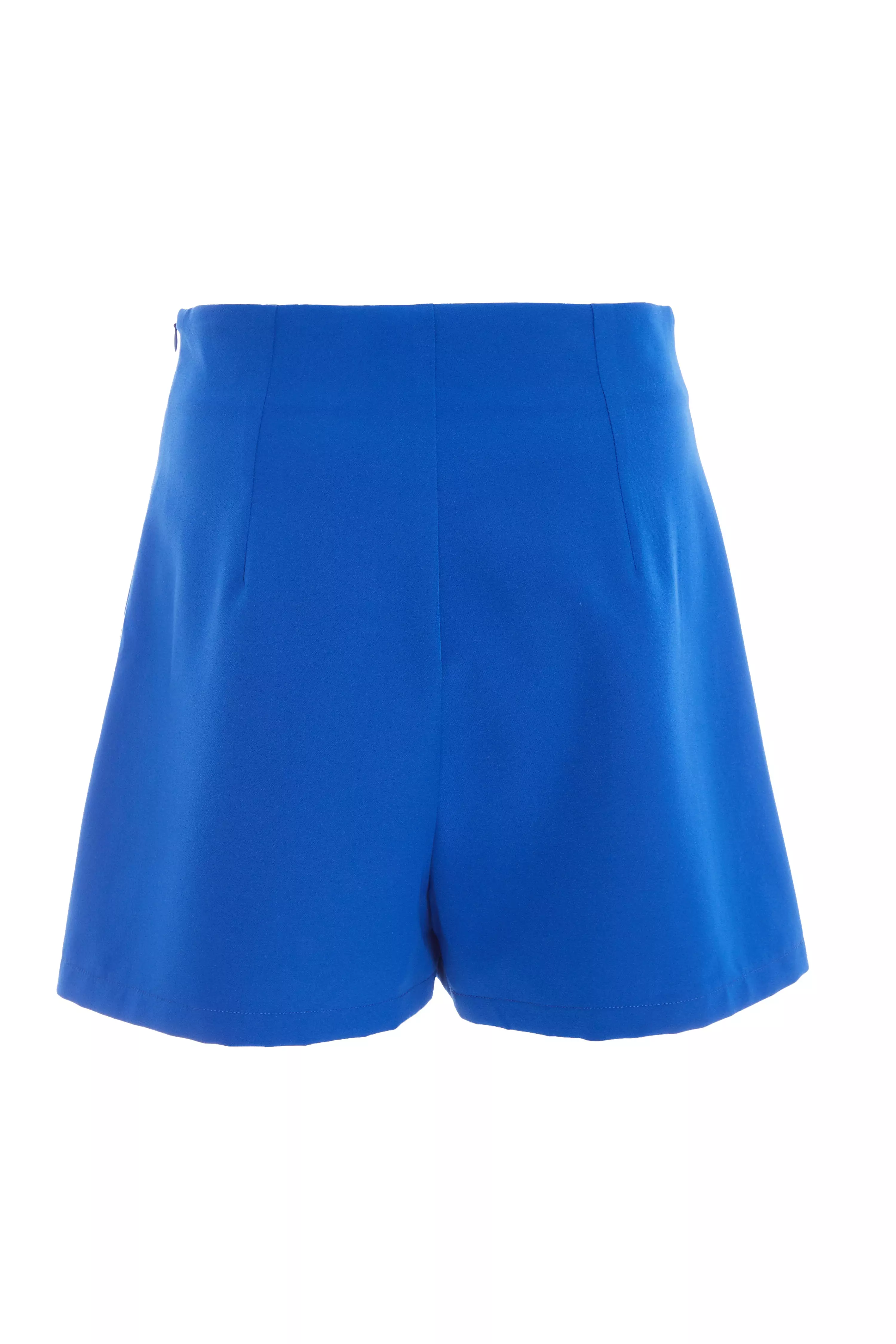 Royal Blue Button Tailored Shorts