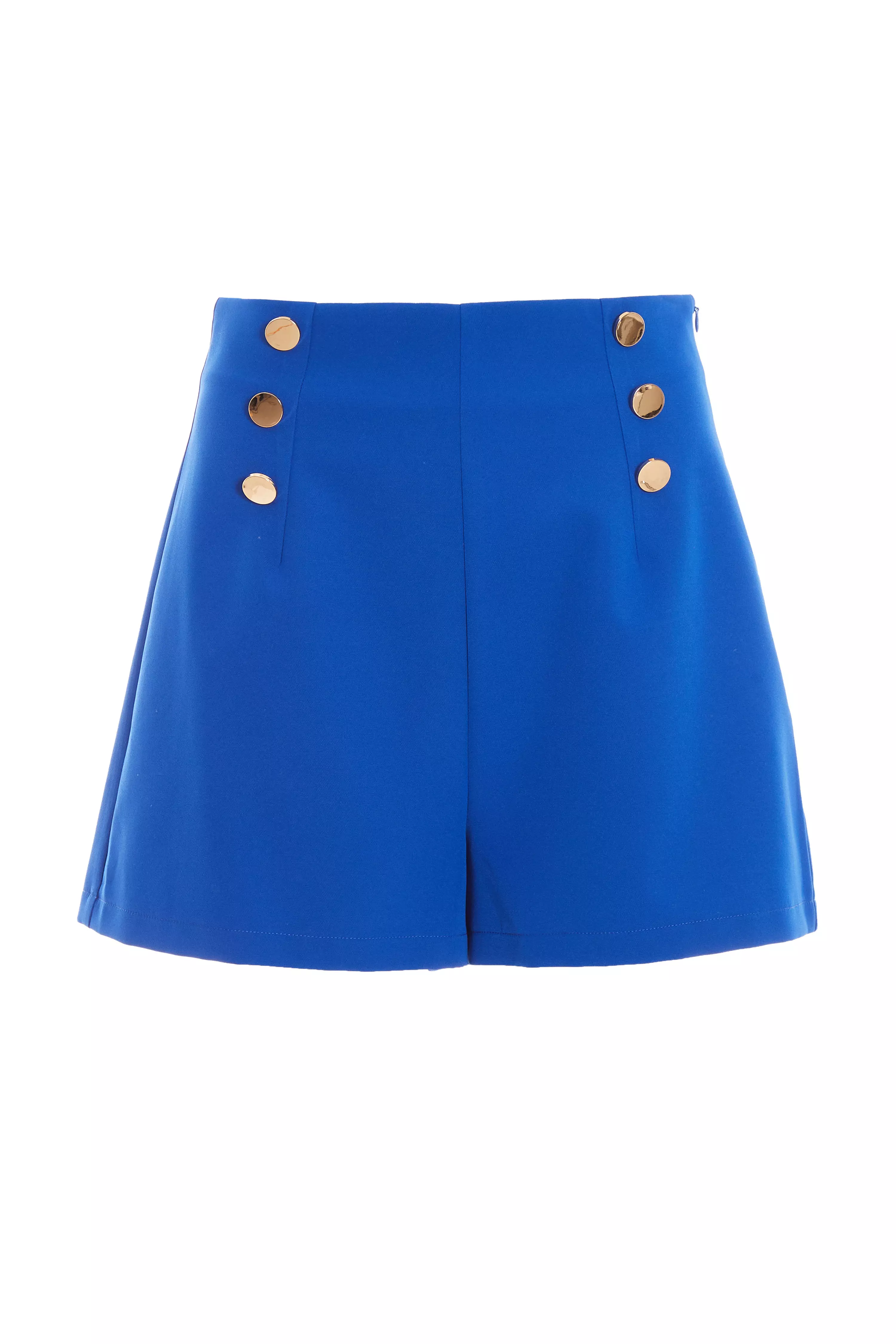 Royal Blue Button Tailored Shorts