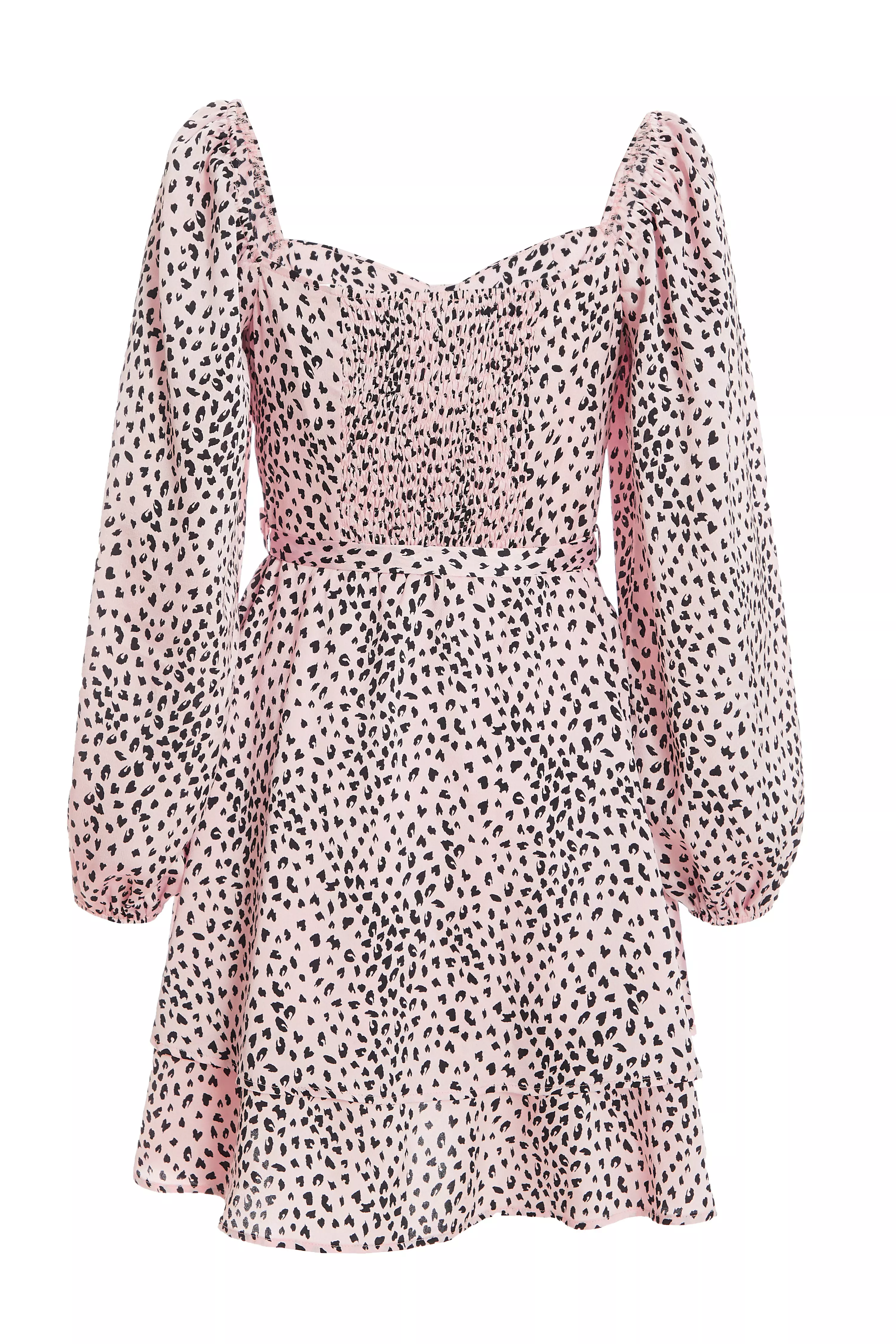 Pink Satin Animal Print Mini Dress