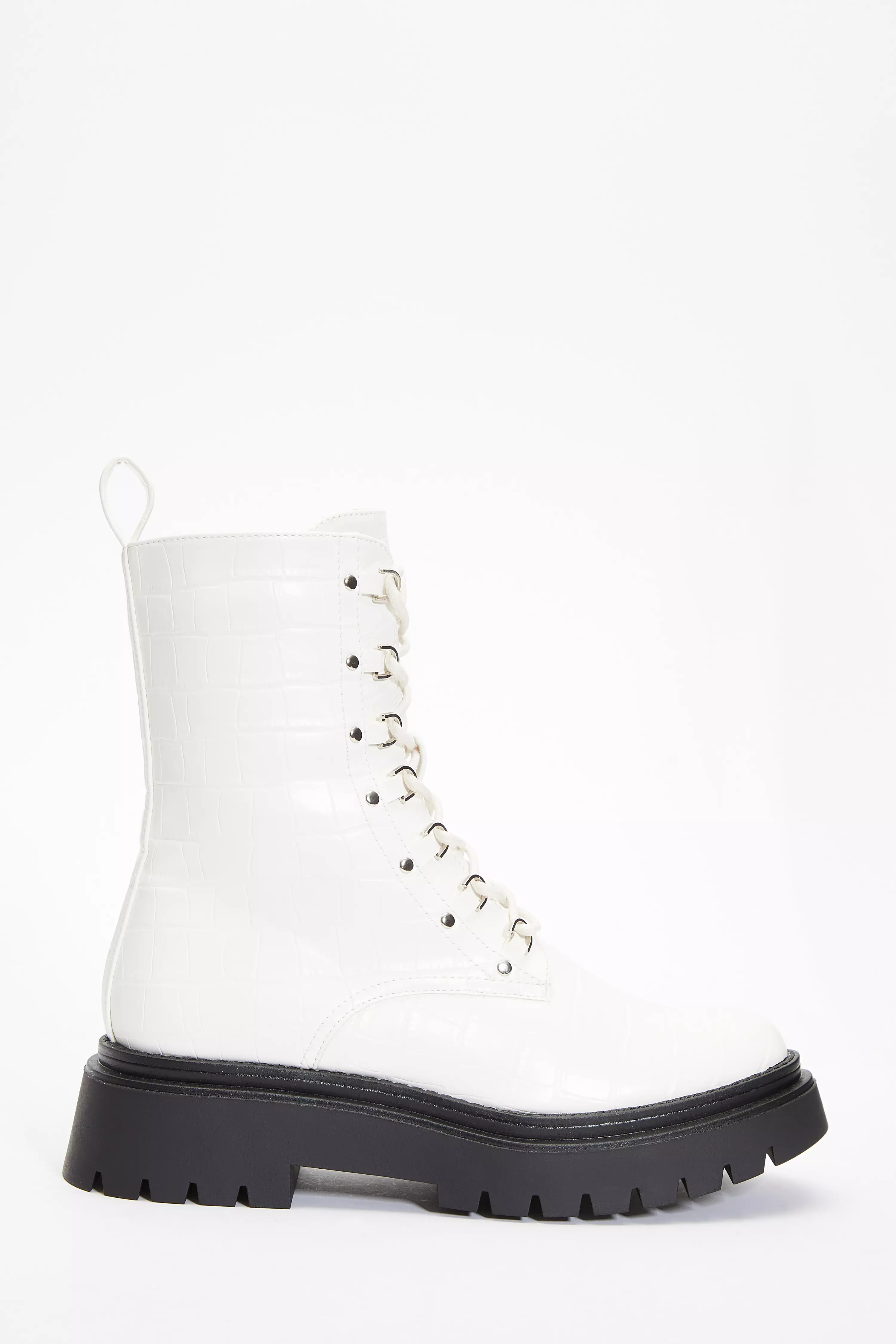 Faux leather clearance white boots