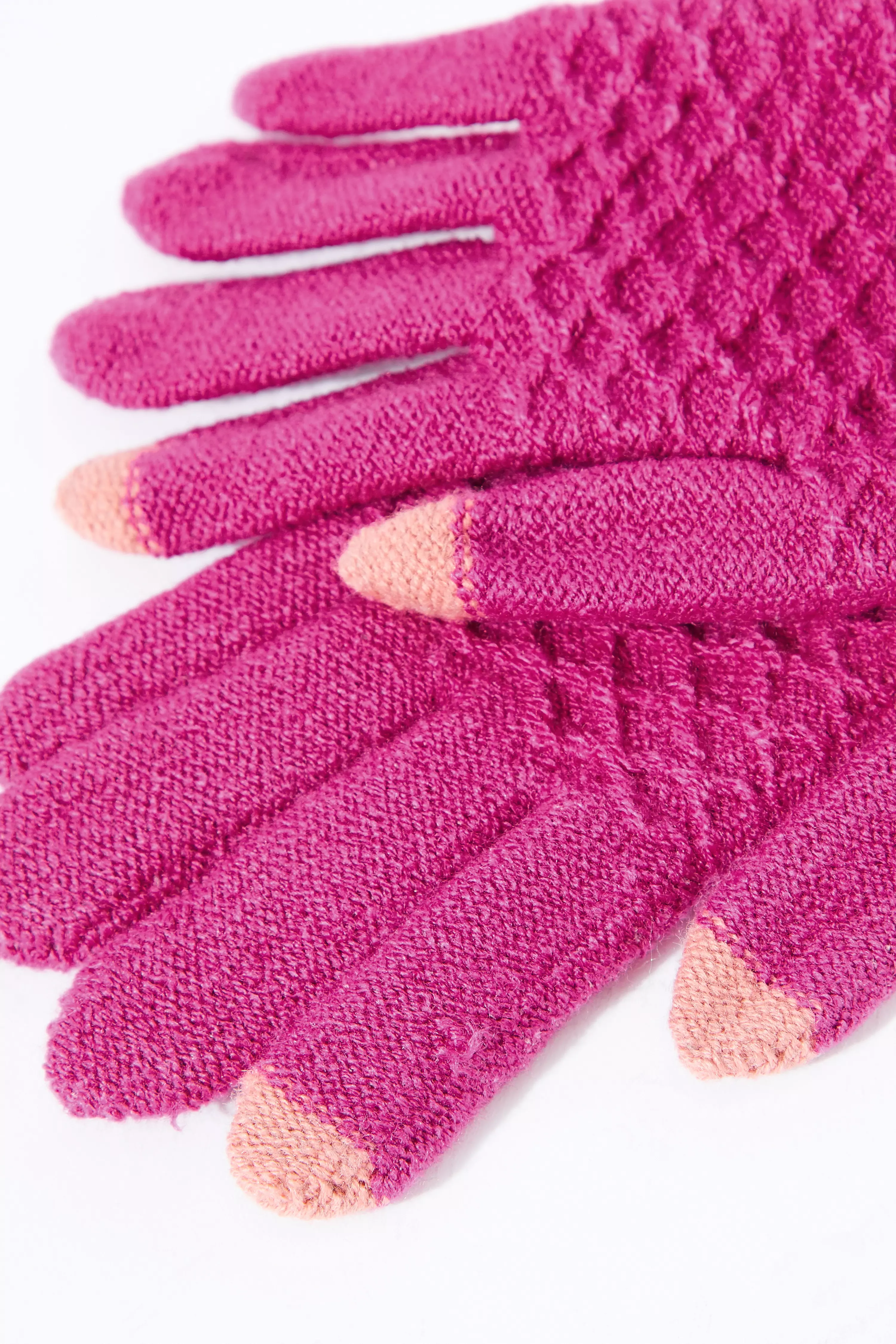 Pink Cross Knit Gloves