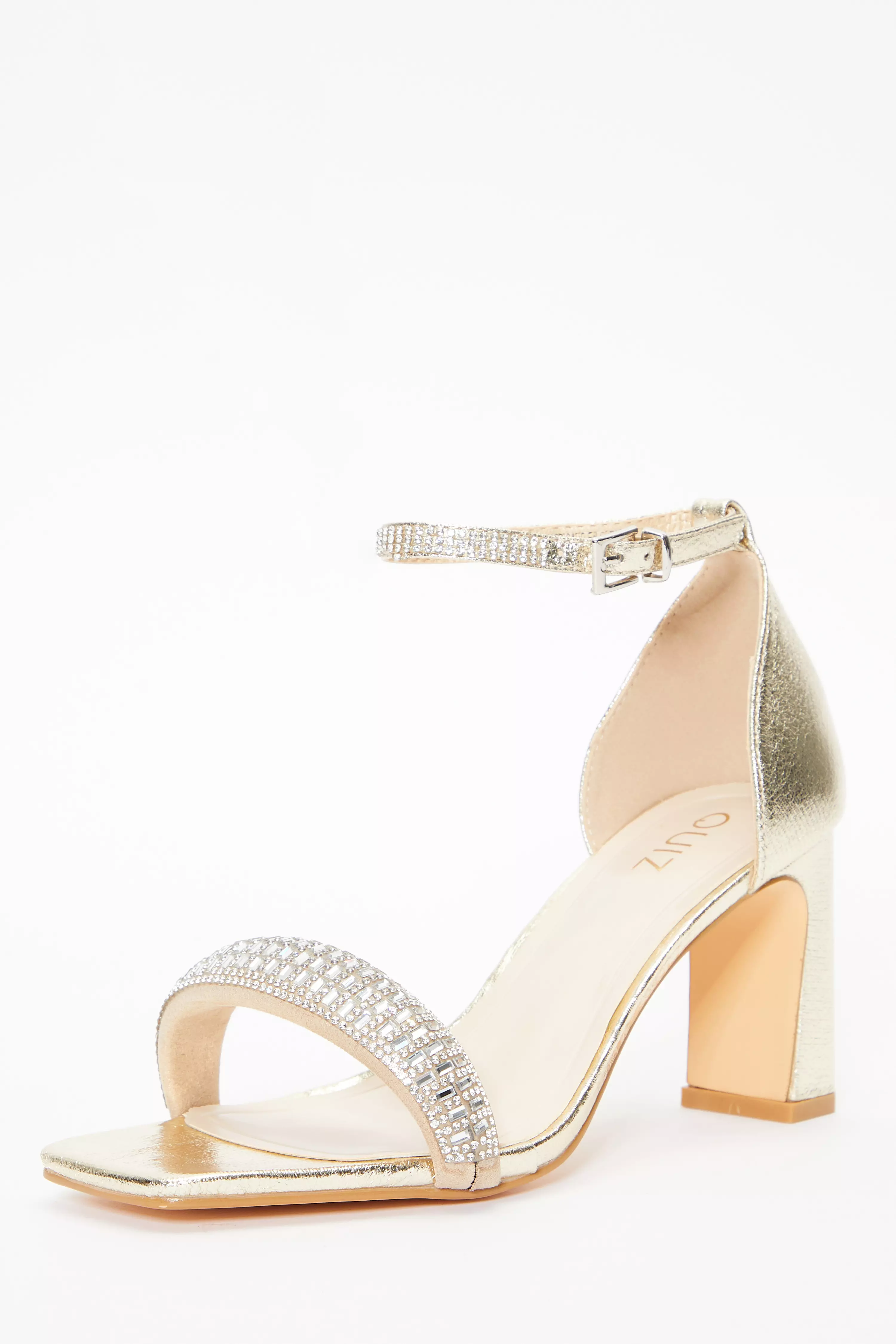 Gold Foil Diamante Heeled Sandals