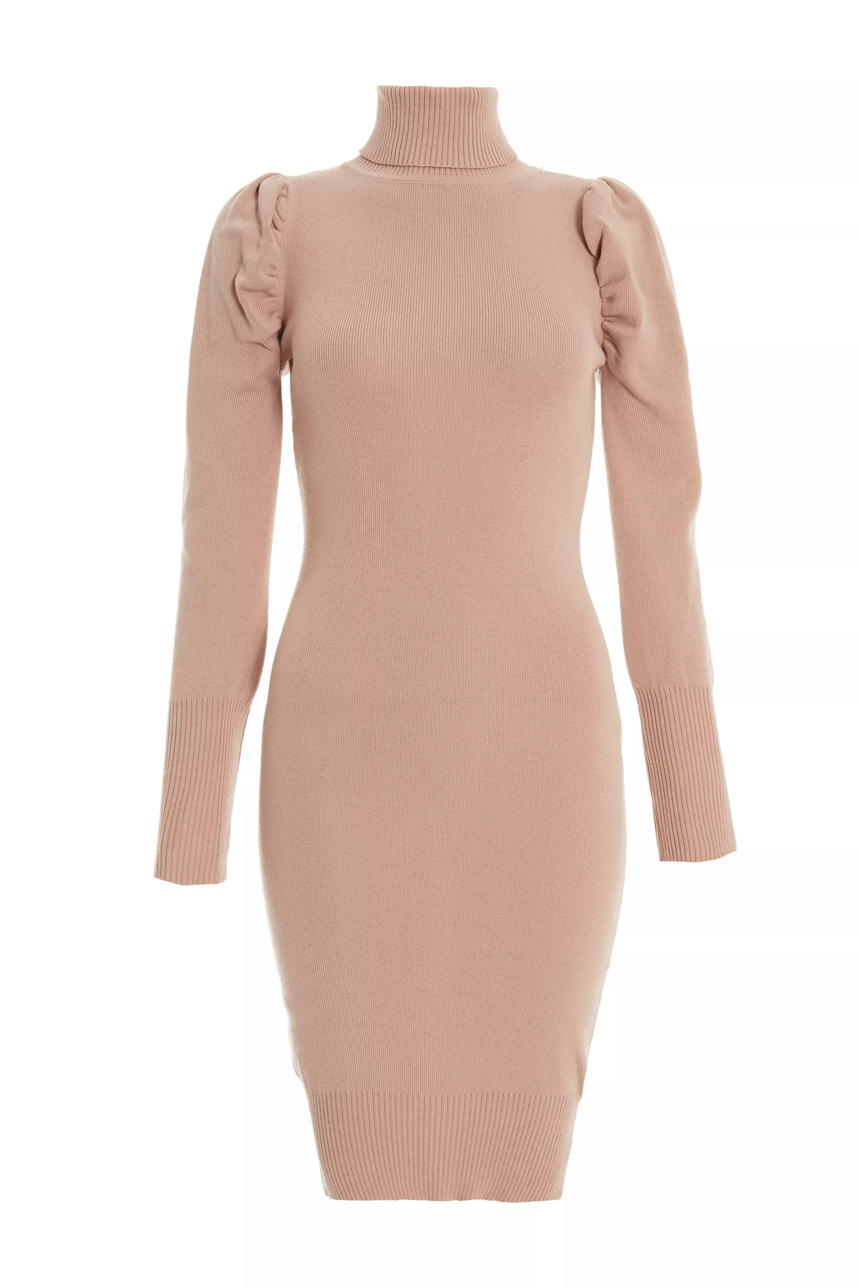 Stone Knitted Puff Sleeve Dress