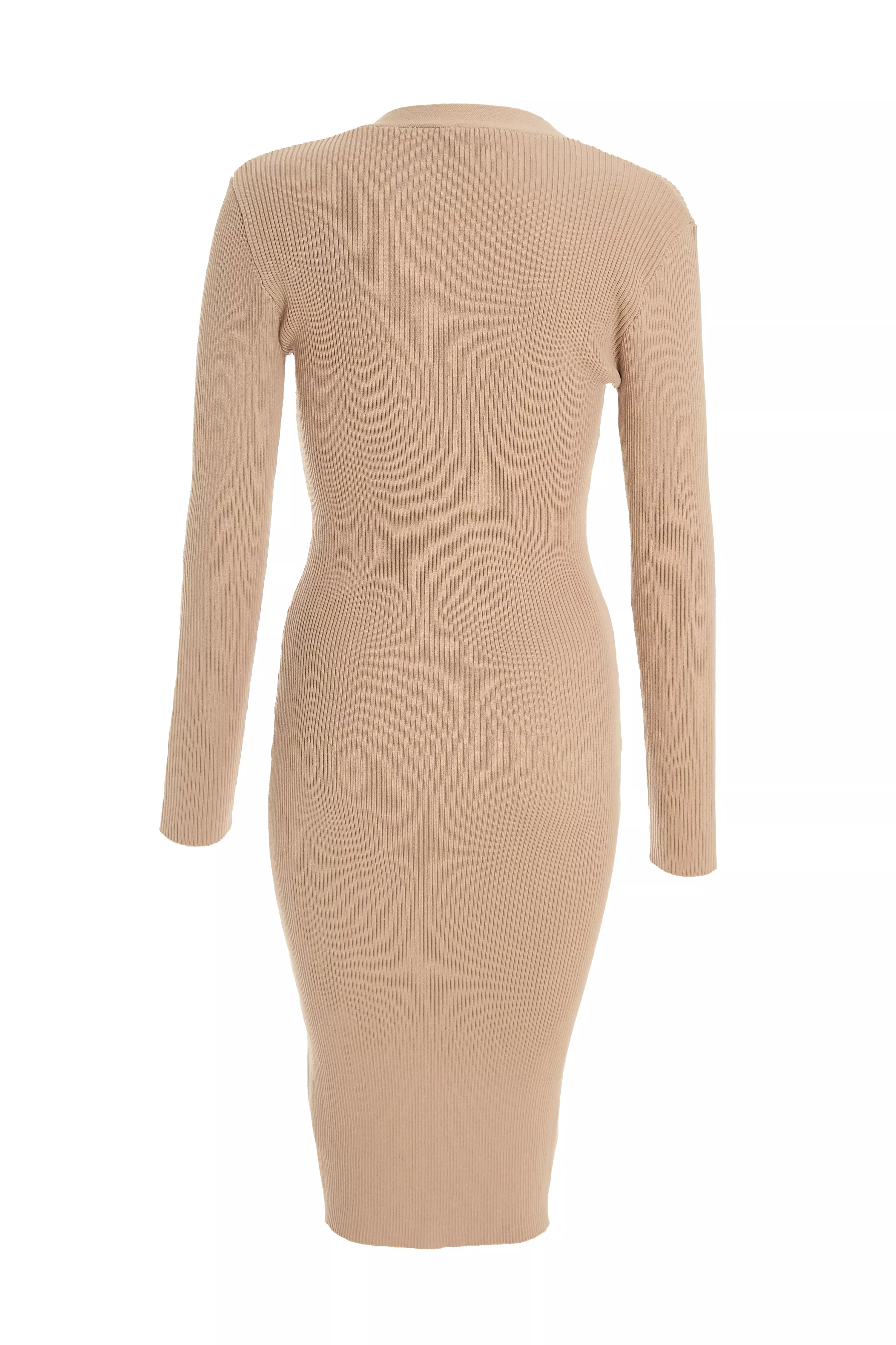 Stone Knitted Button Midi Dress