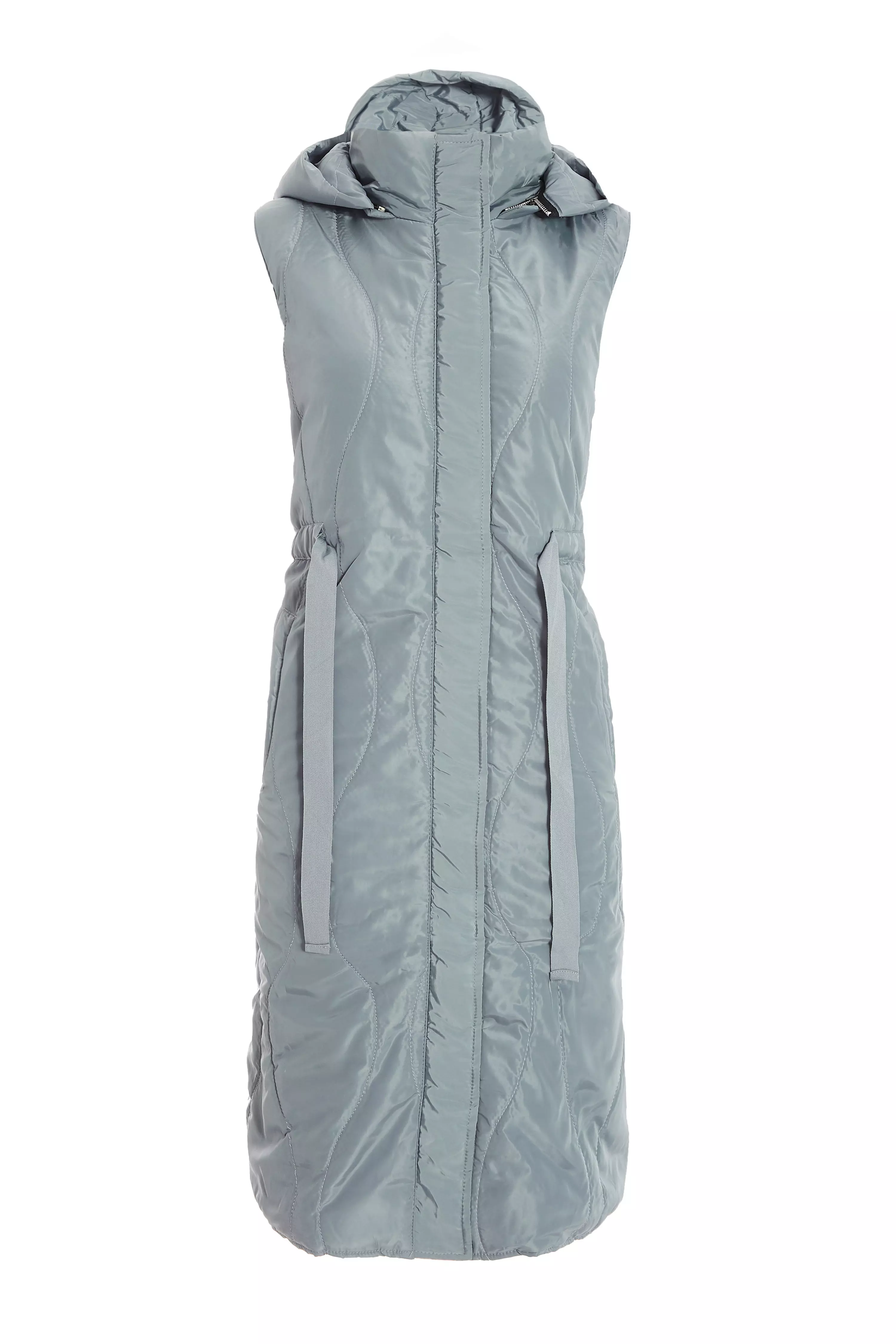 Grey Padded Tie Front Gilet