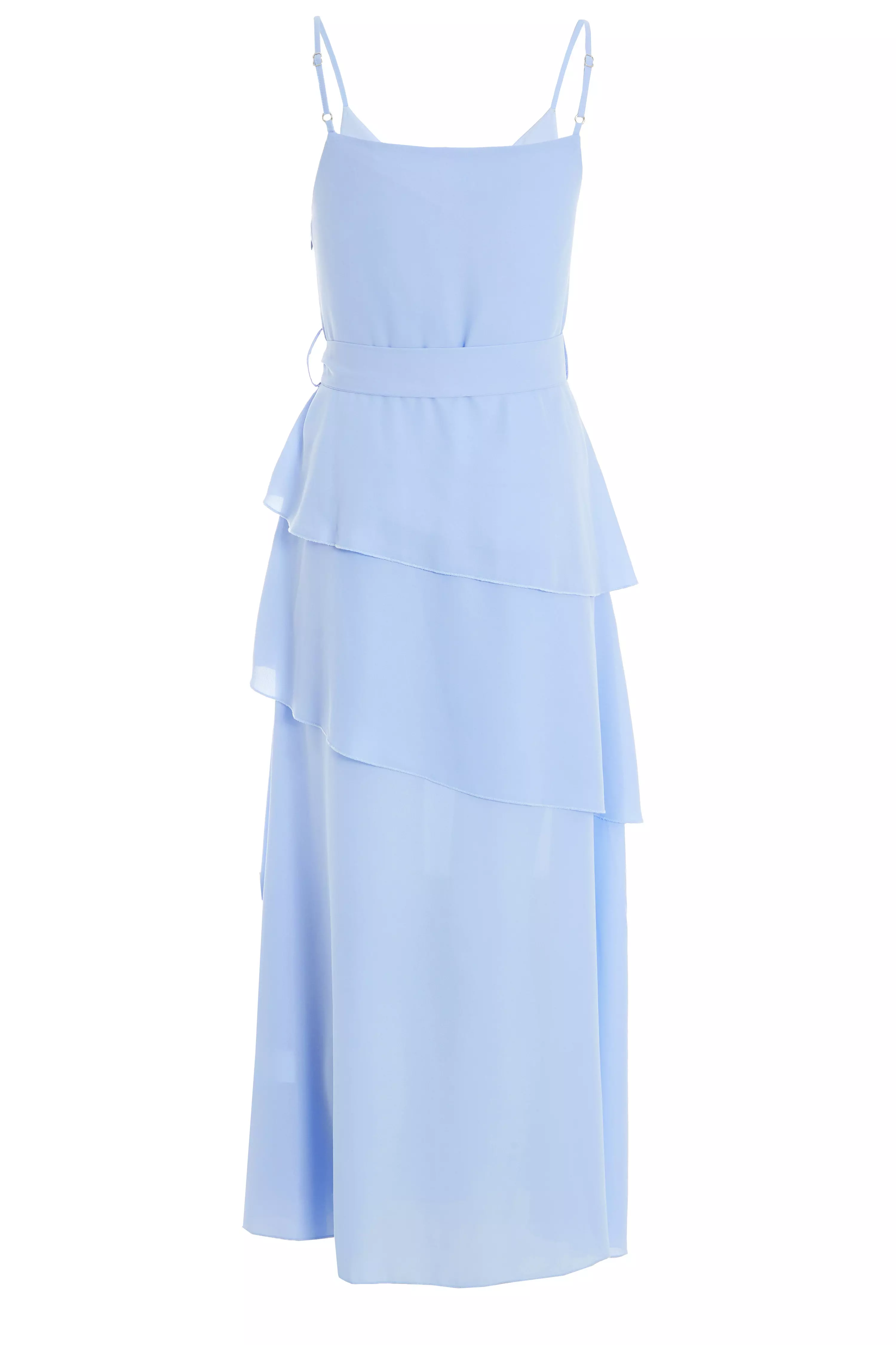 Blue Chiffon Frill Midiaxi Dress