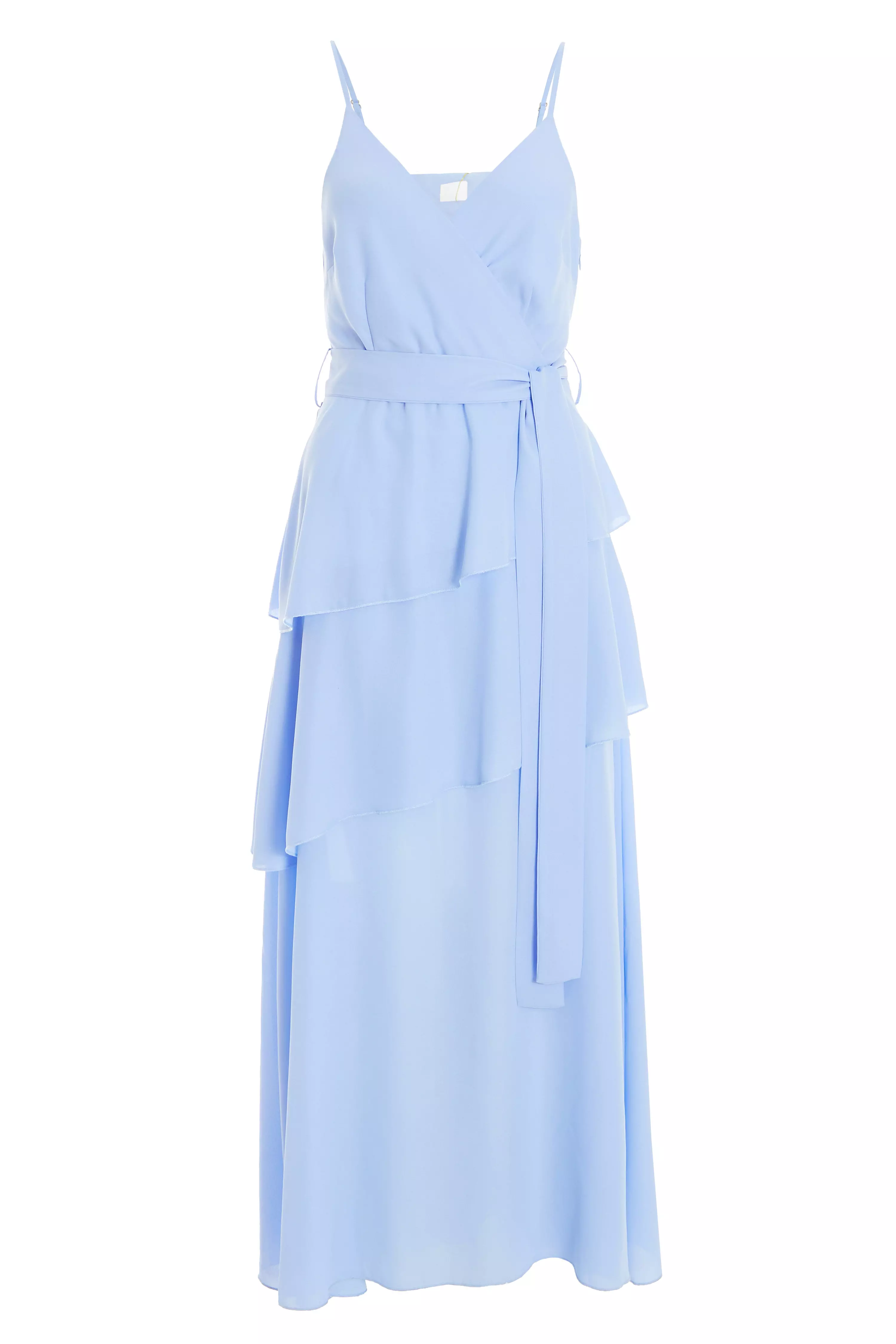 Blue Chiffon Frill Midiaxi Dress