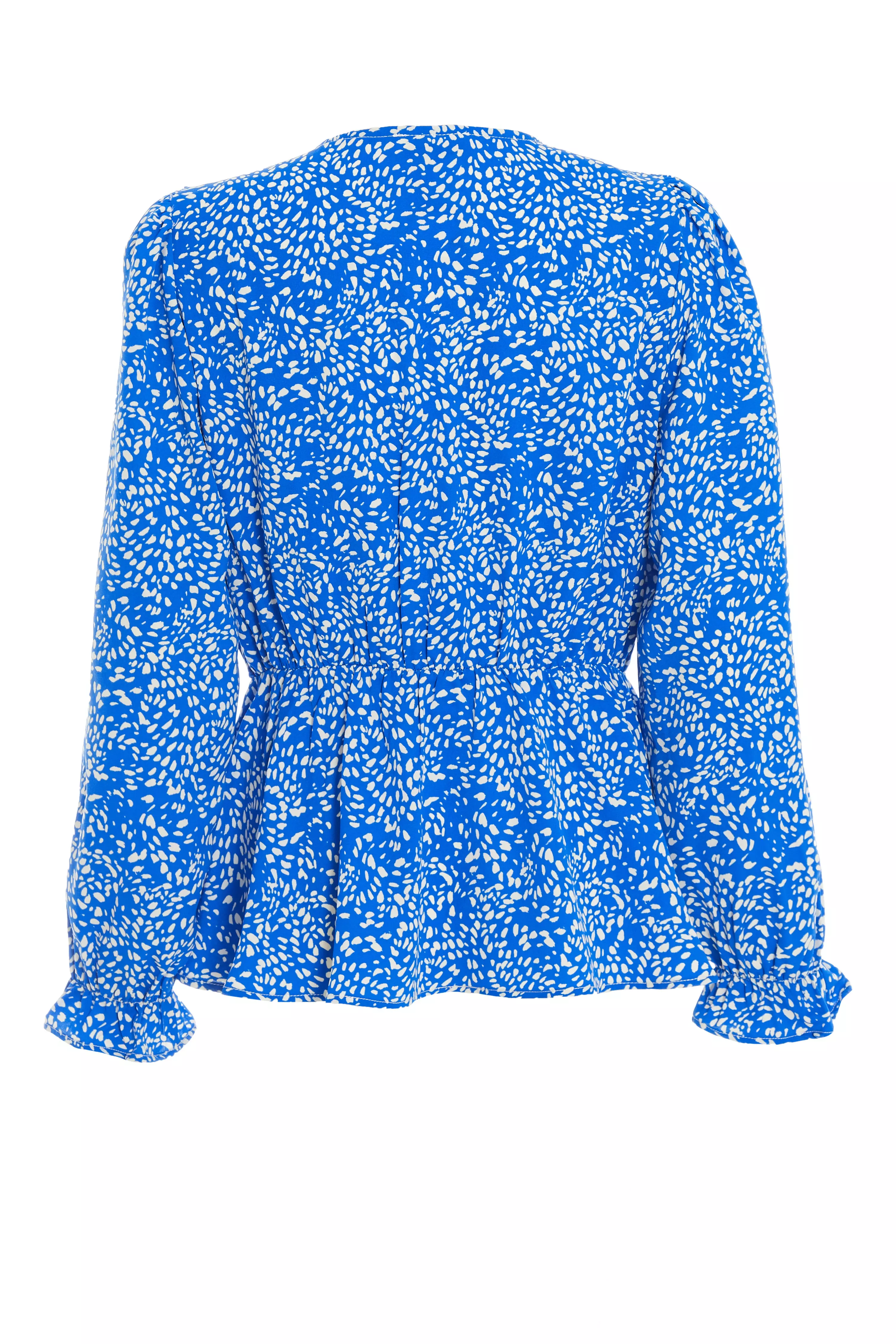 Blue Smudge Animal Print Peplum Top