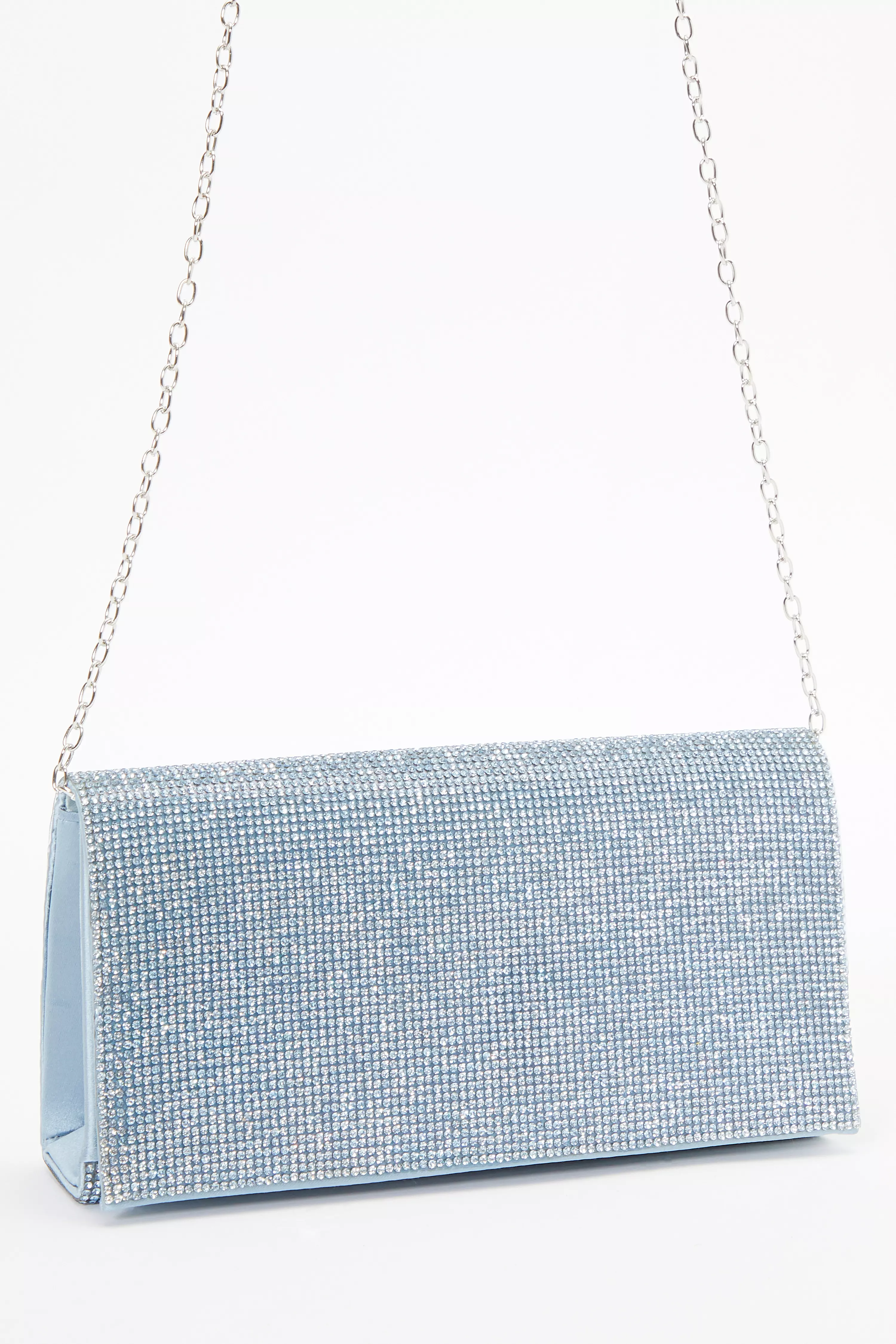 Blue diamante cheap clutch bag