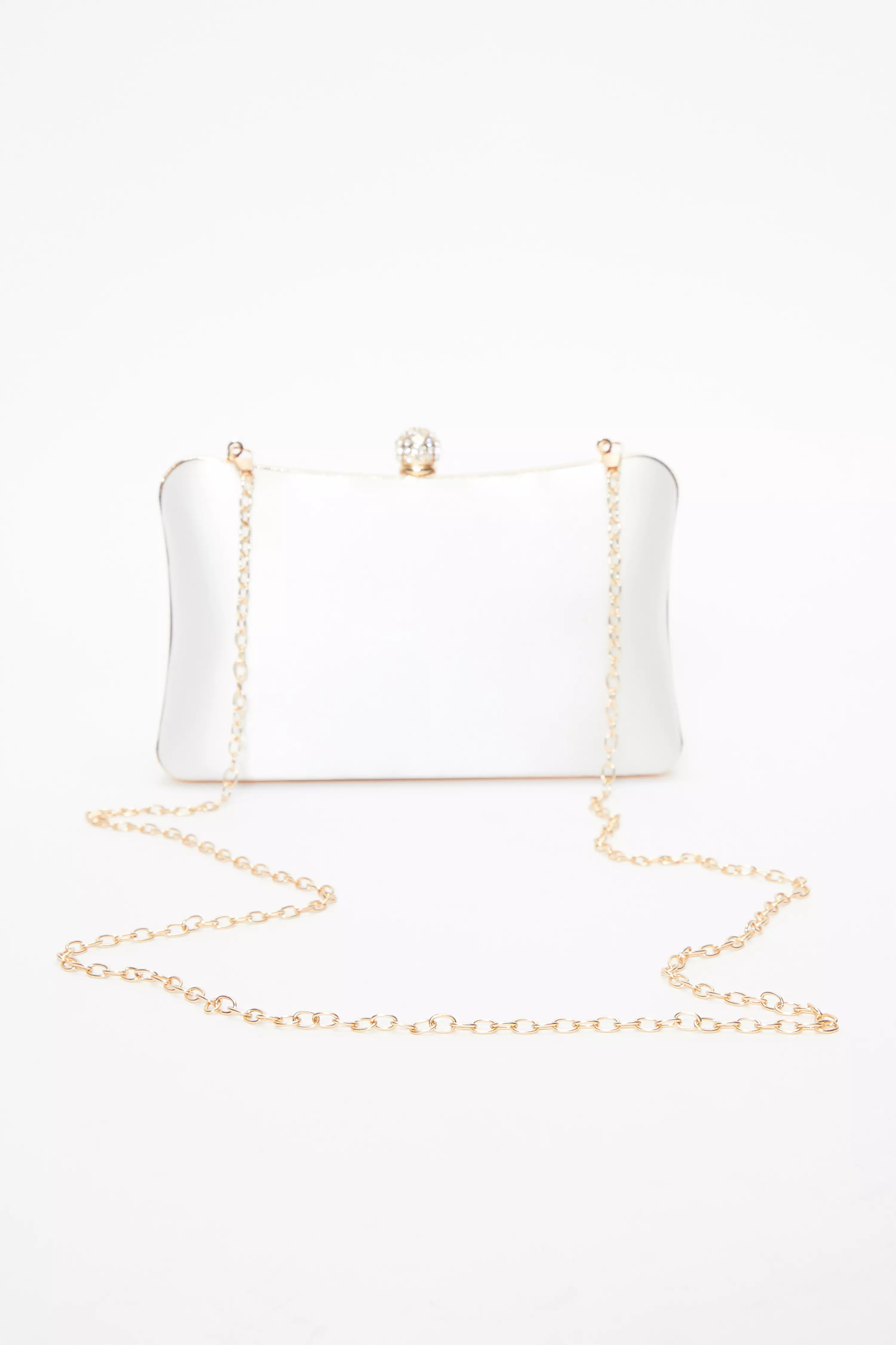 Bridal White Satin 'Wifey' Gold Box Bag