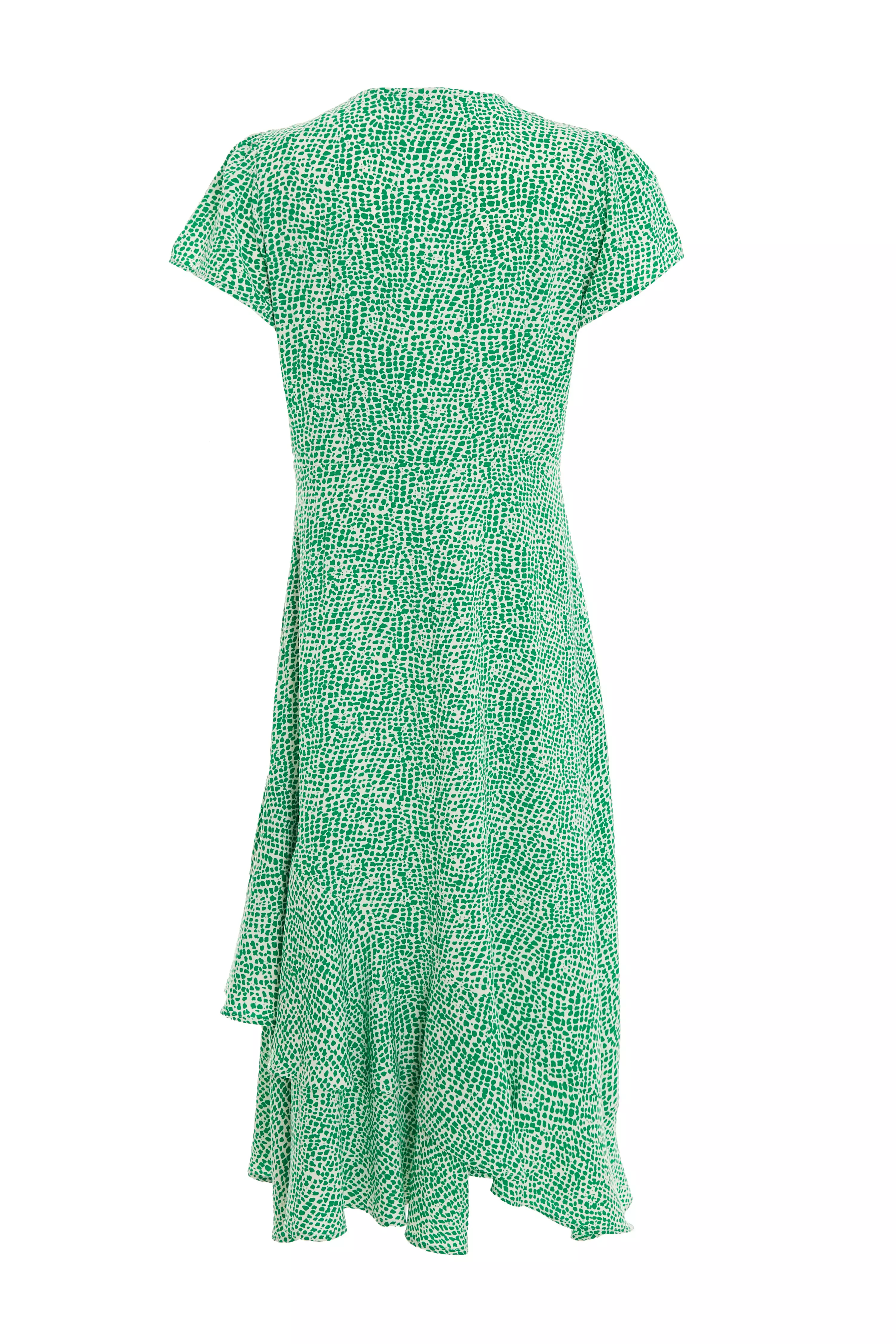 Green Polka Dot Frill Midi Dress