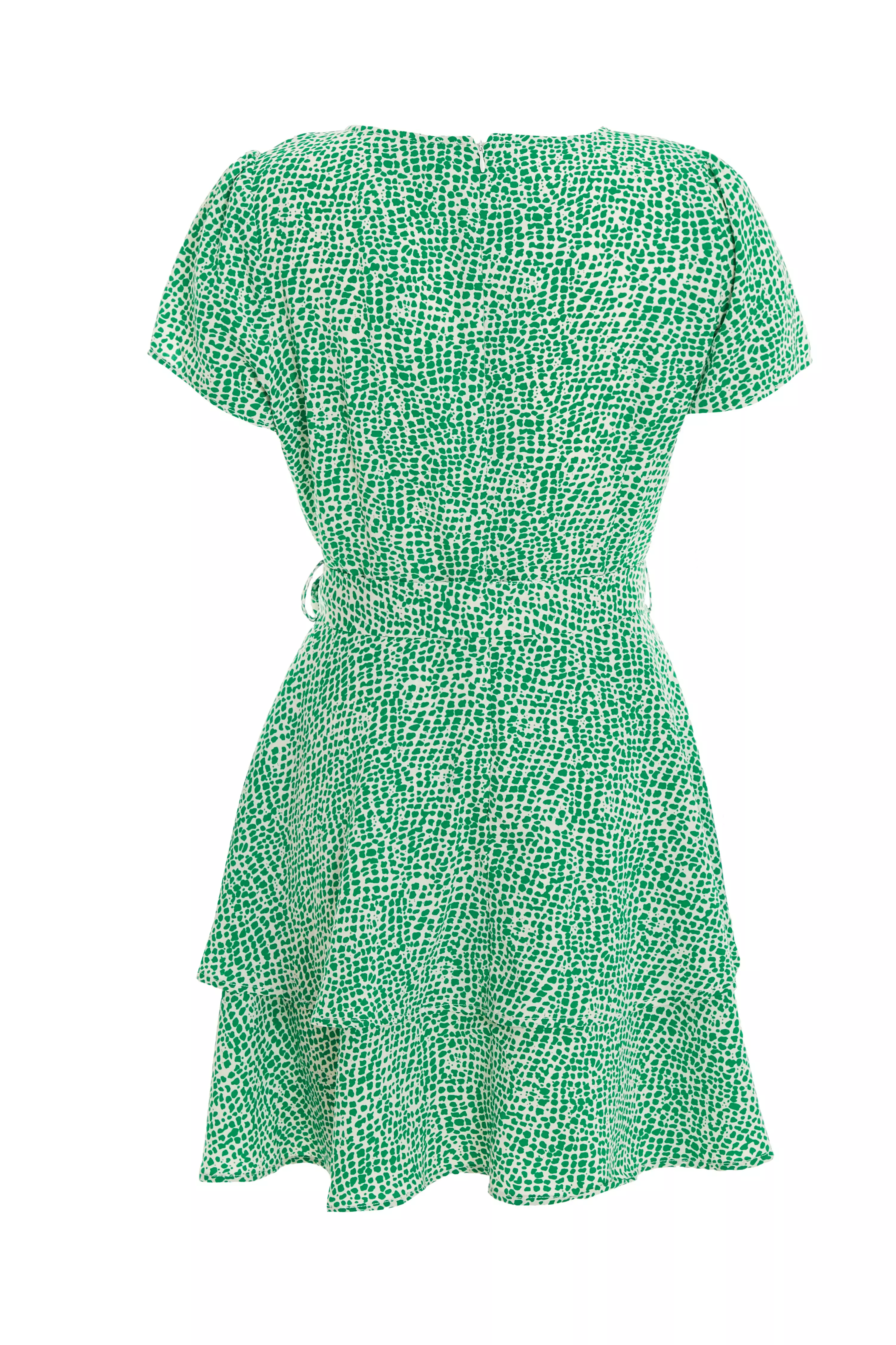 Green Polka Dot Wrap Mini Dress