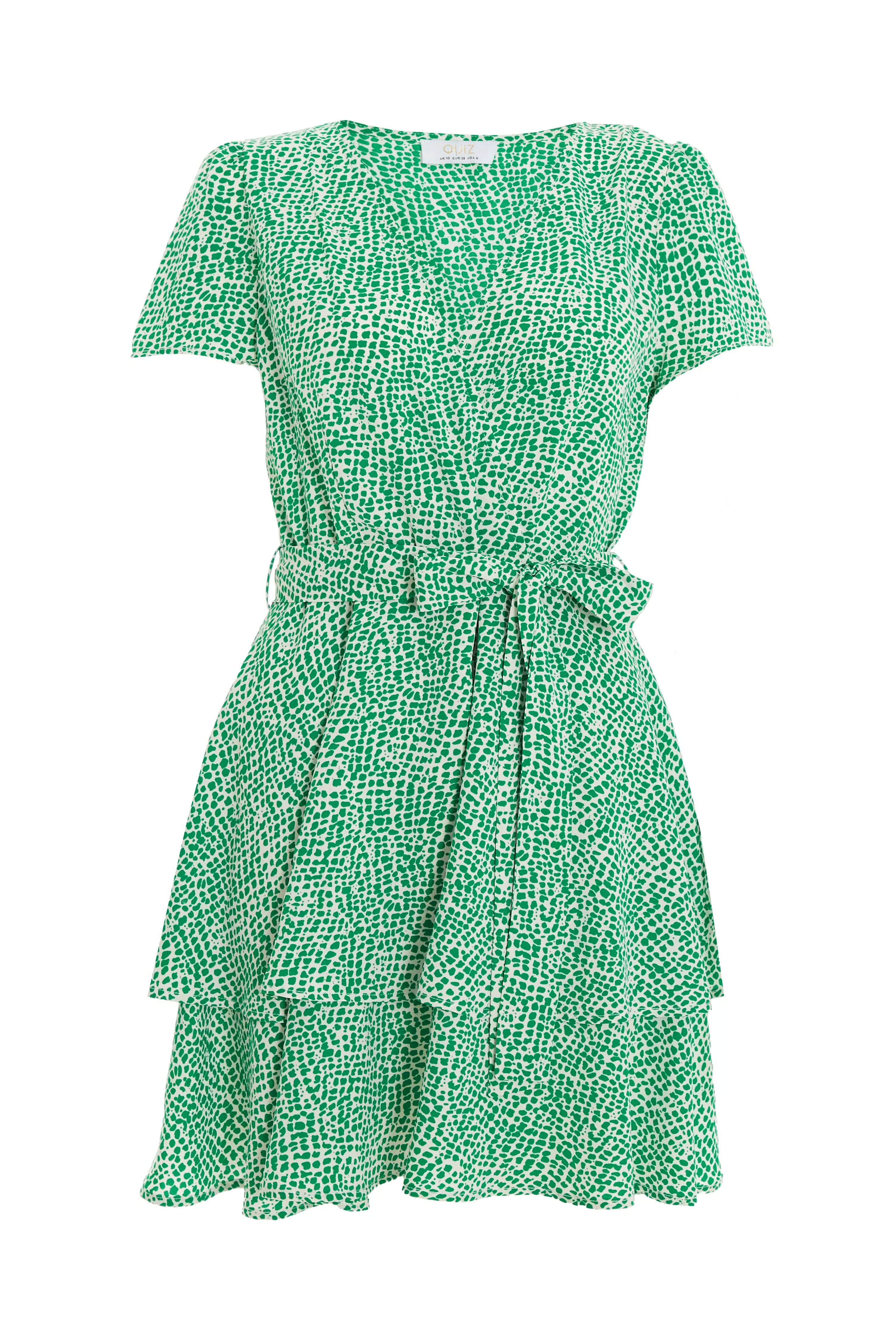 Green Polka Dot Wrap Mini Dress