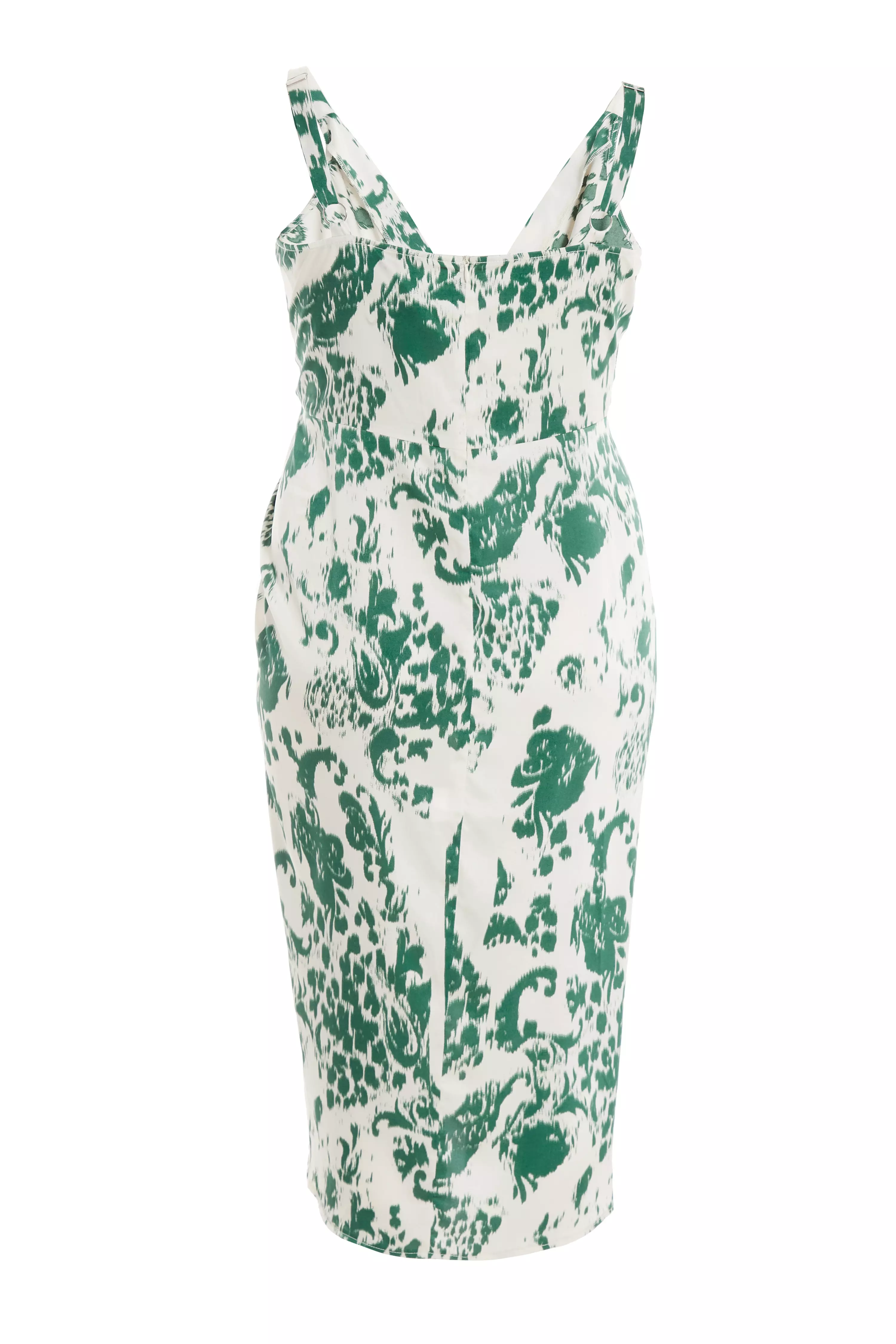 Curve Green Animal Print Ruched Midi Dress