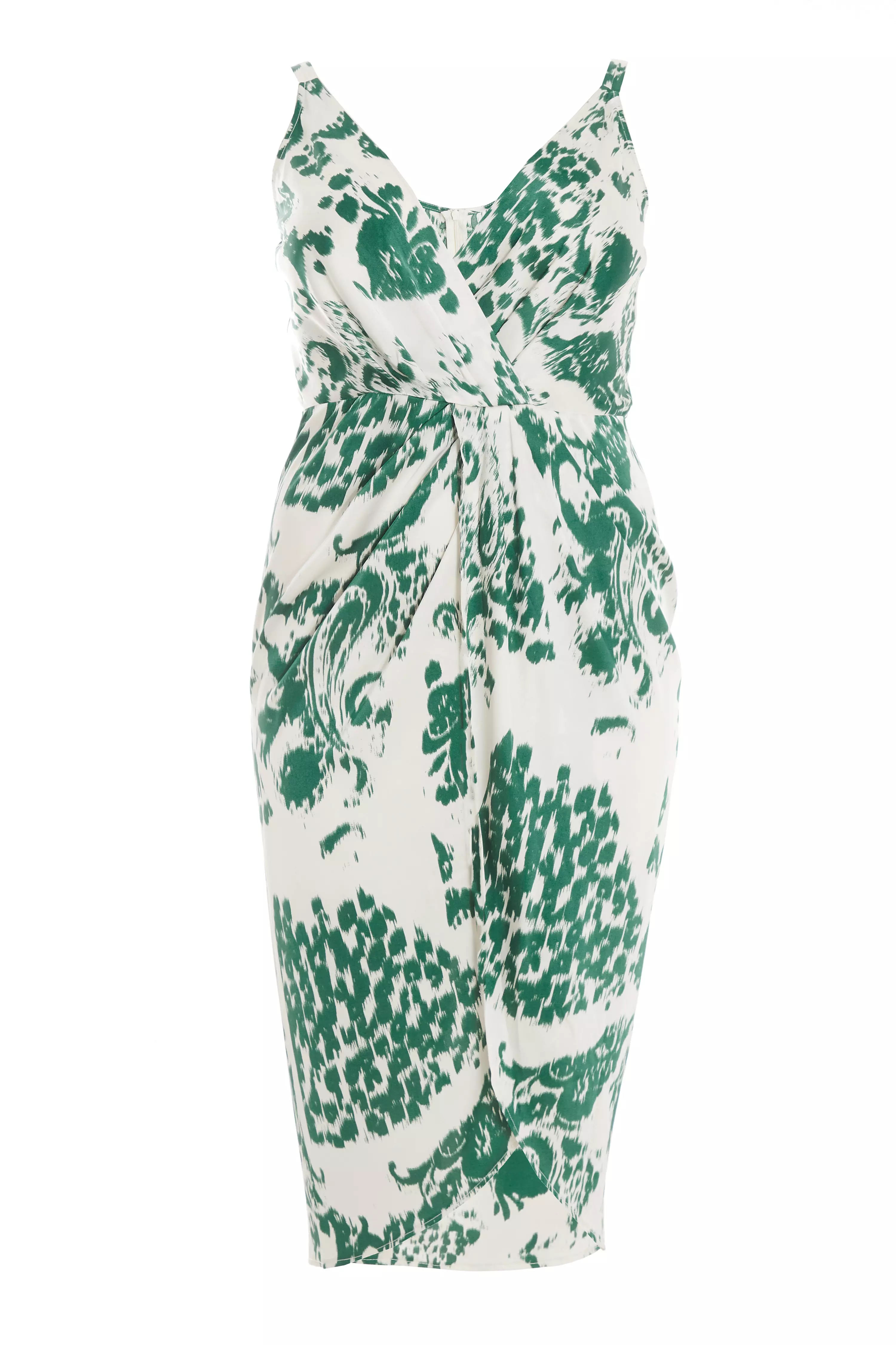 Curve Green Animal Print Ruched Midi Dress