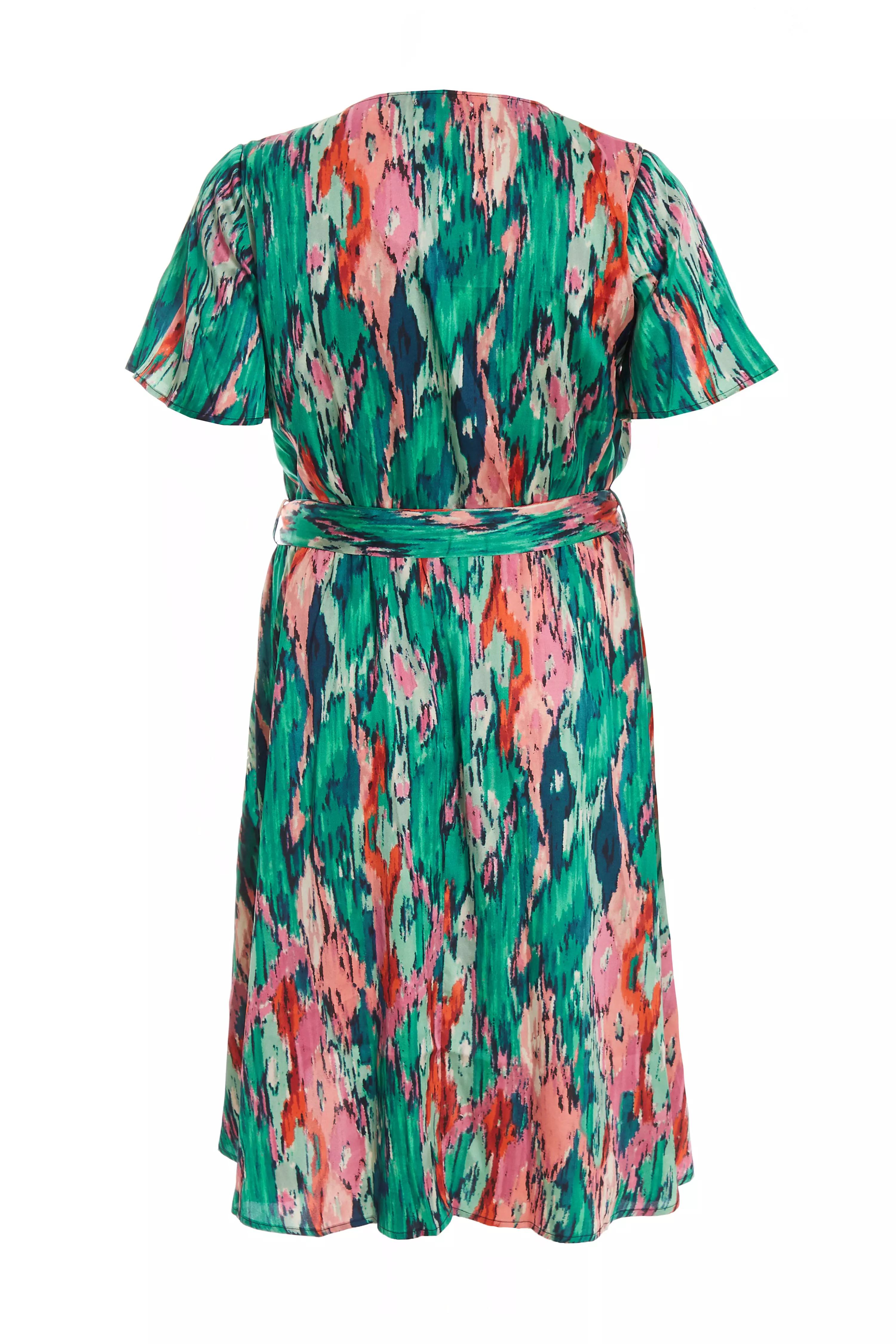 Curve Multicoloured Brush Stroke Wrap Midi Dress