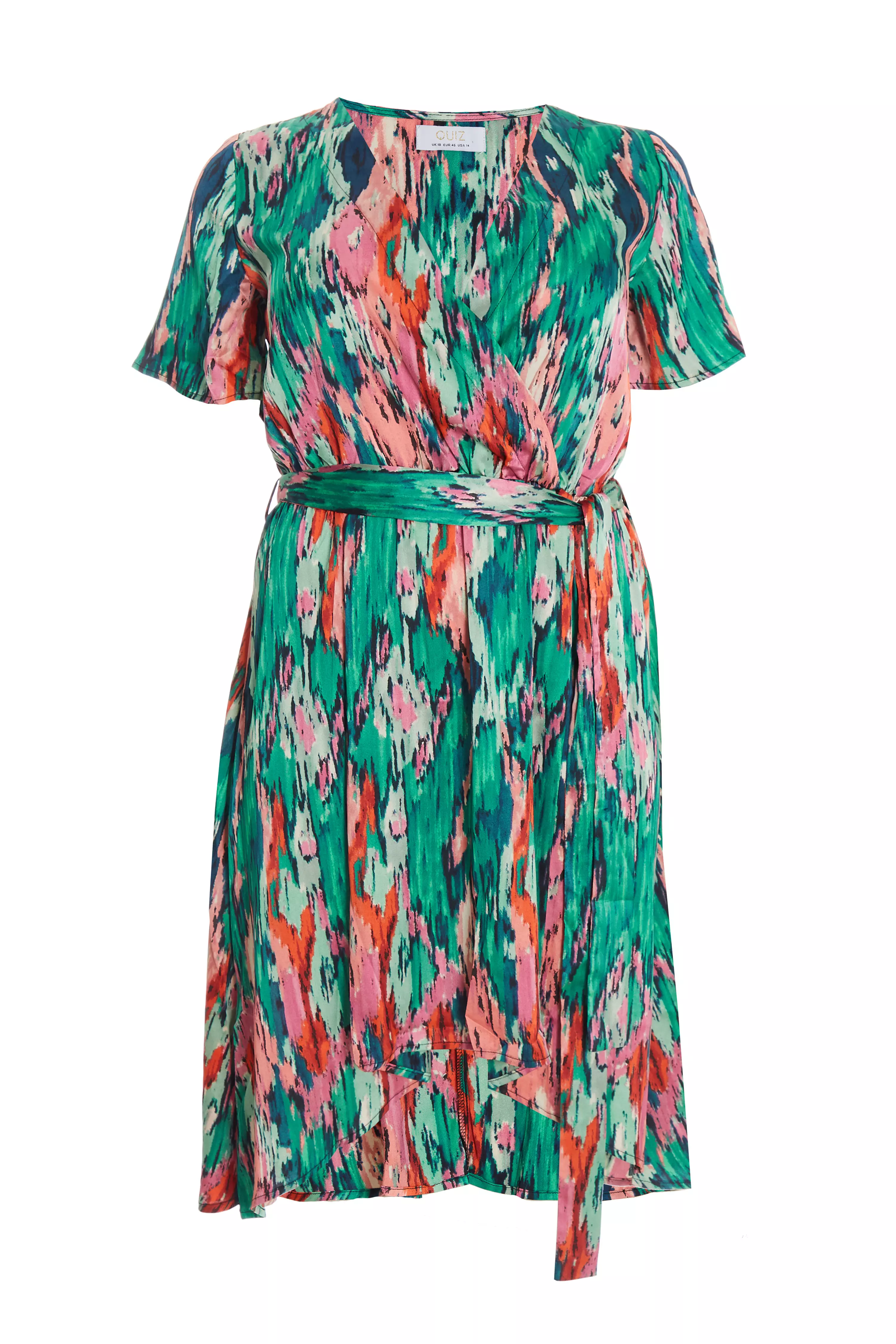 Curve Multicoloured Brush Stroke Wrap Midi Dress