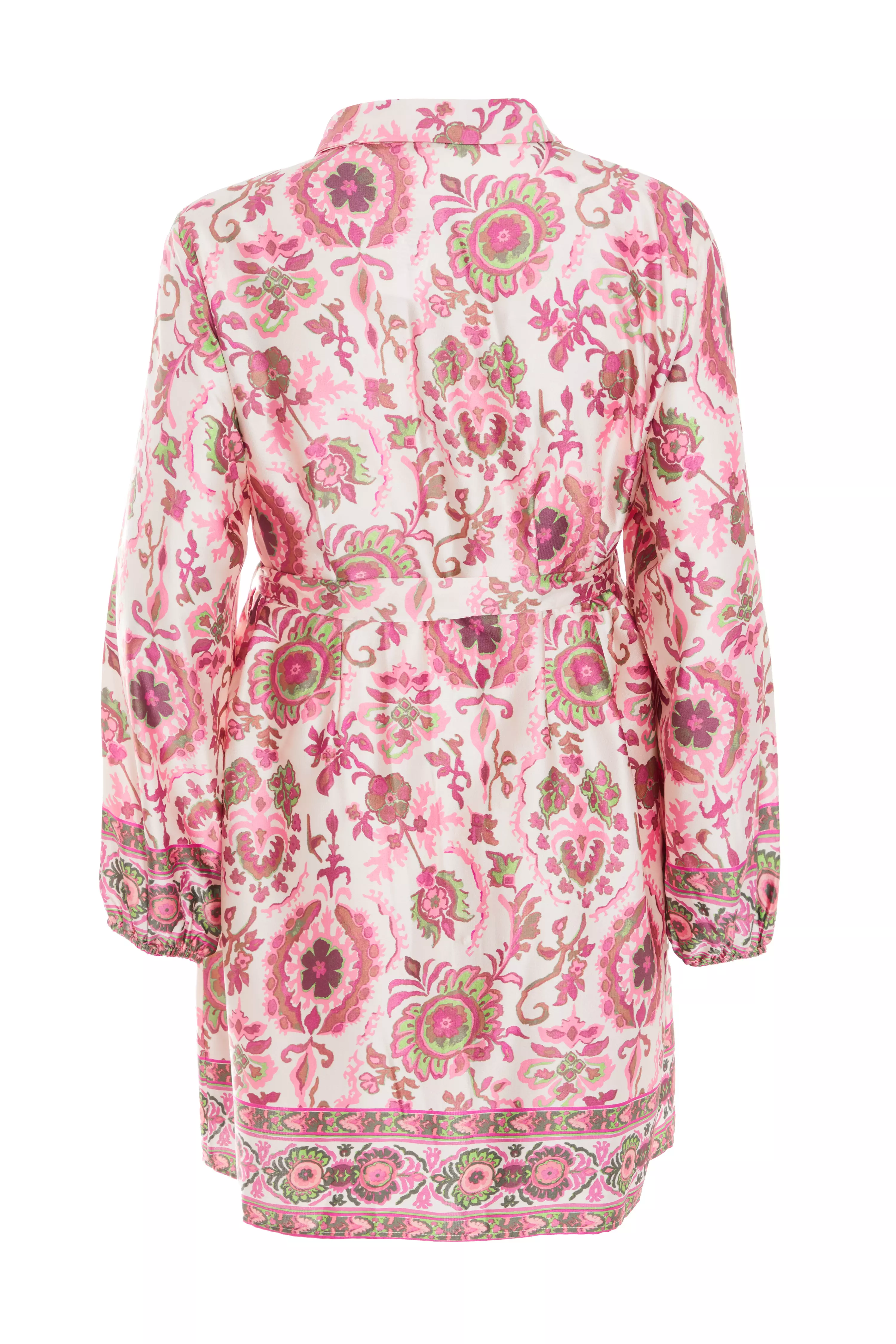 Curve Pink Paisley Print Mini Shirt Dress