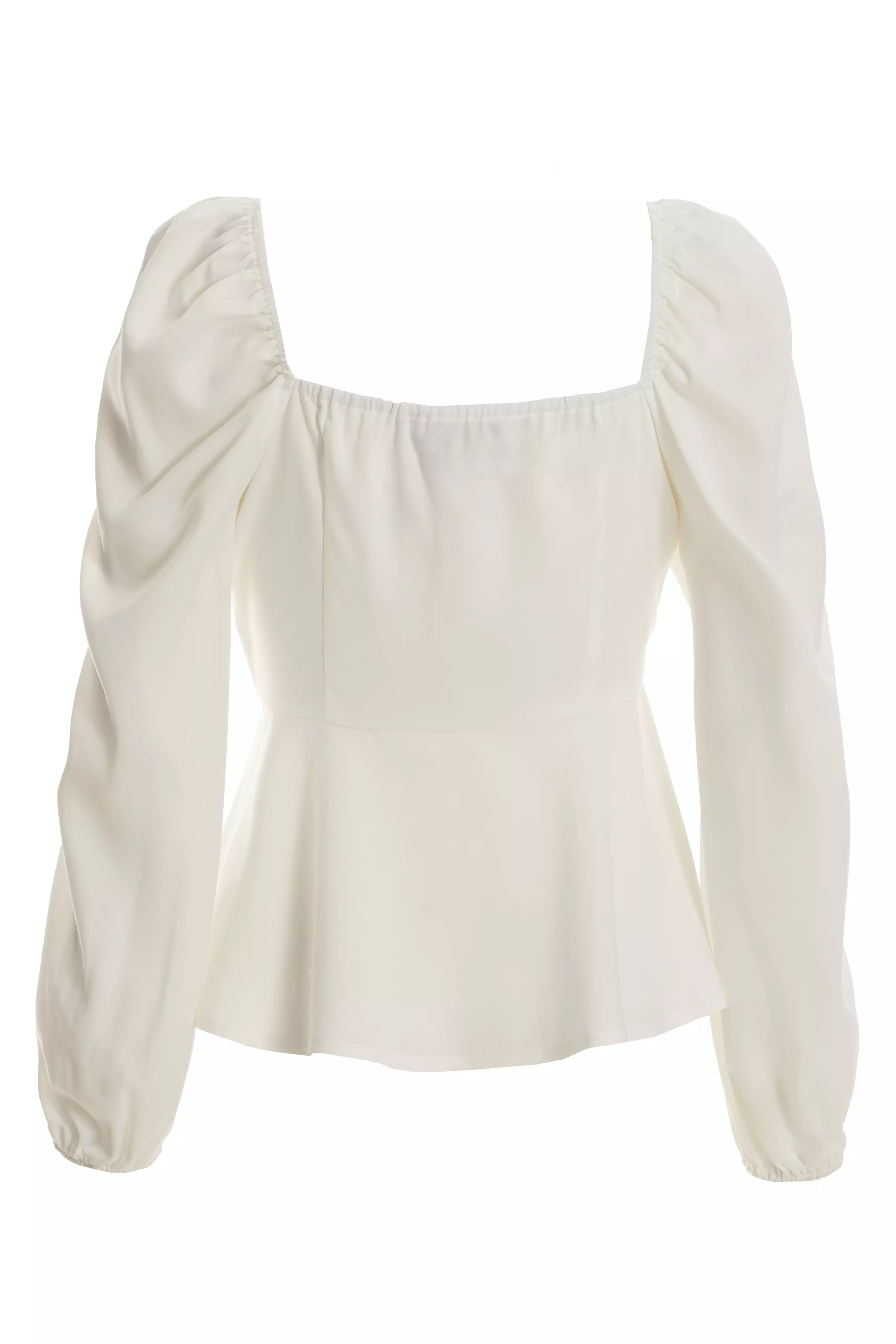 Cream Satin Ruched Top