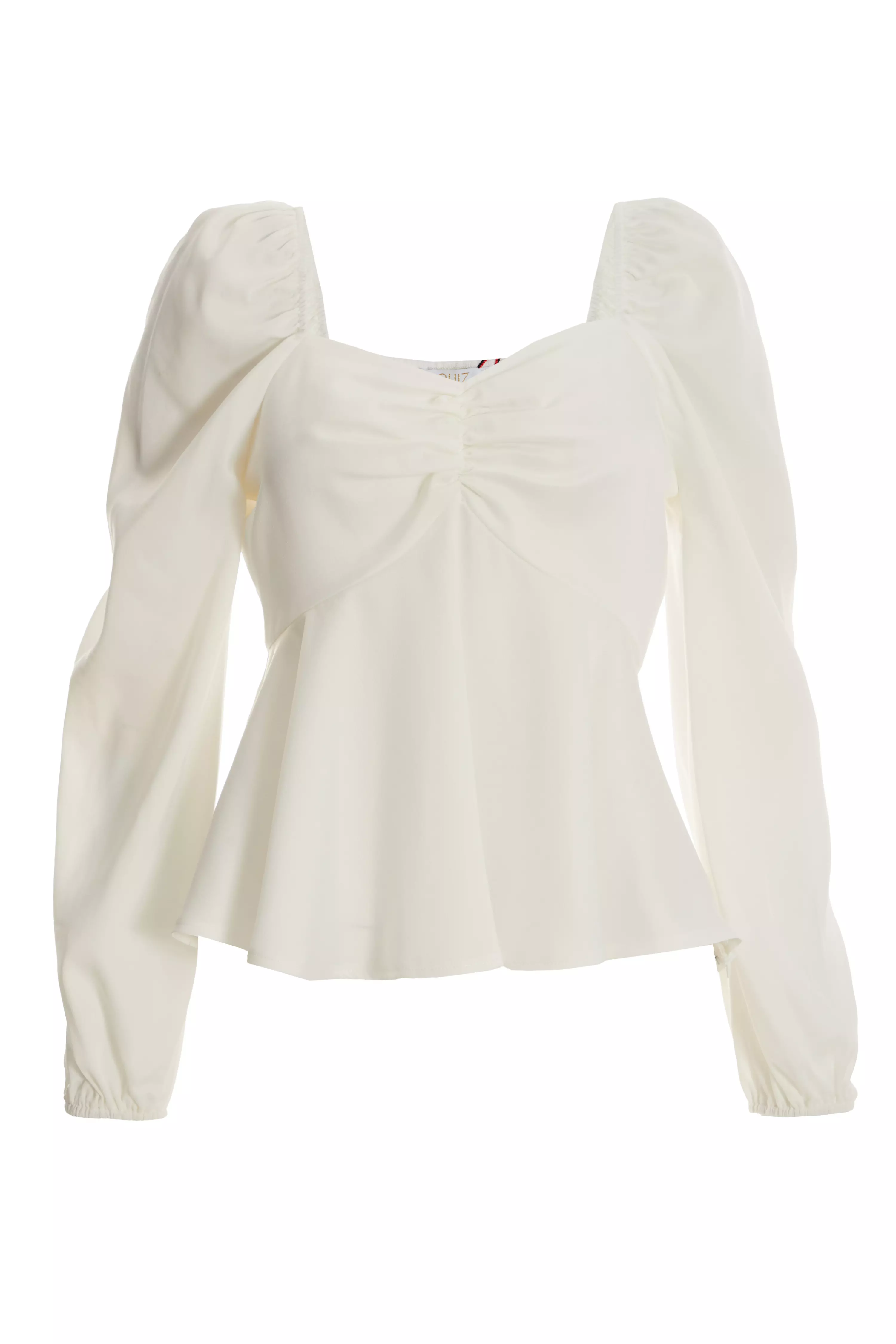 Cream Satin Ruched Top