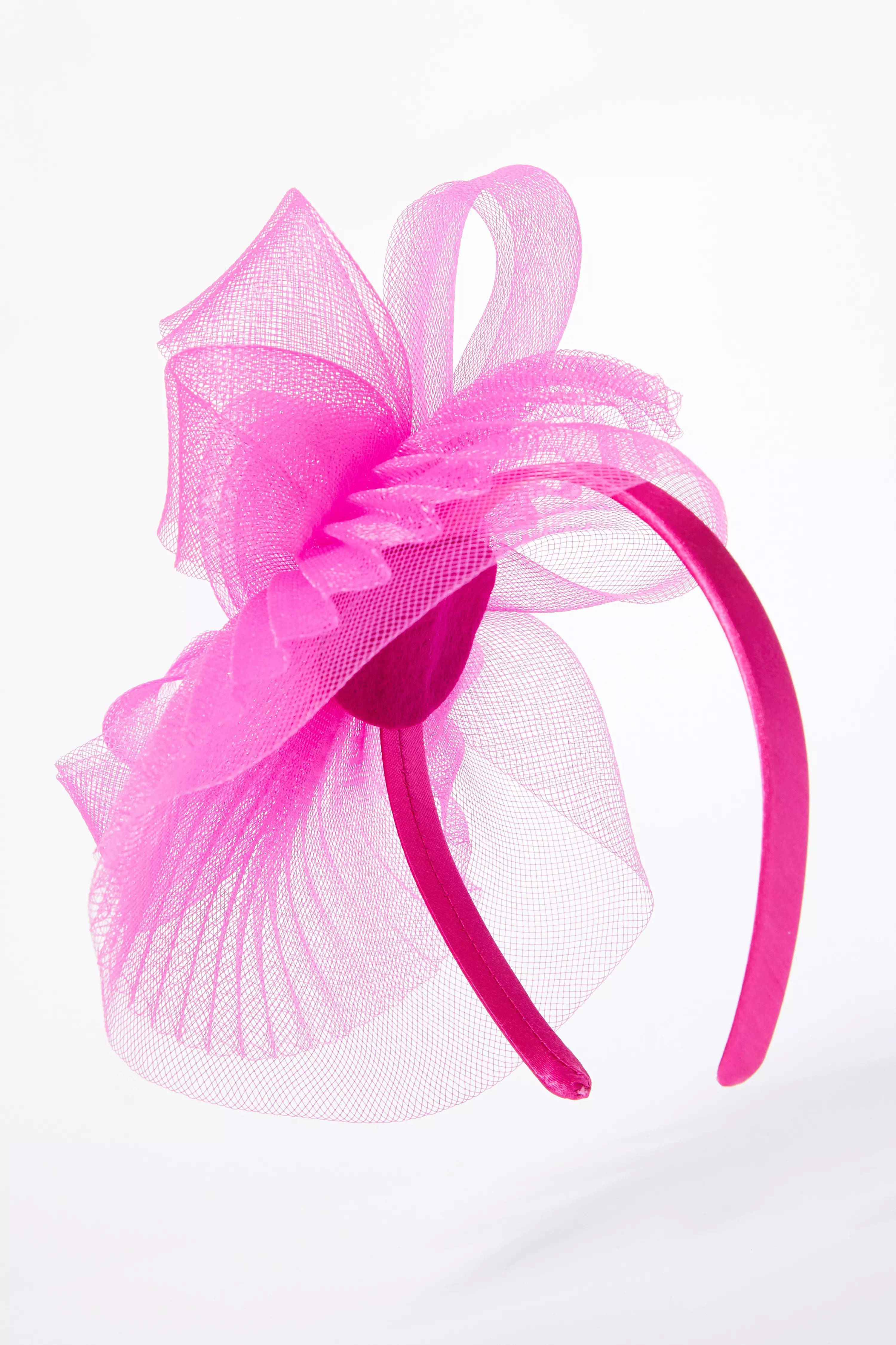 Pink Pleated Bow Headband Fascinator