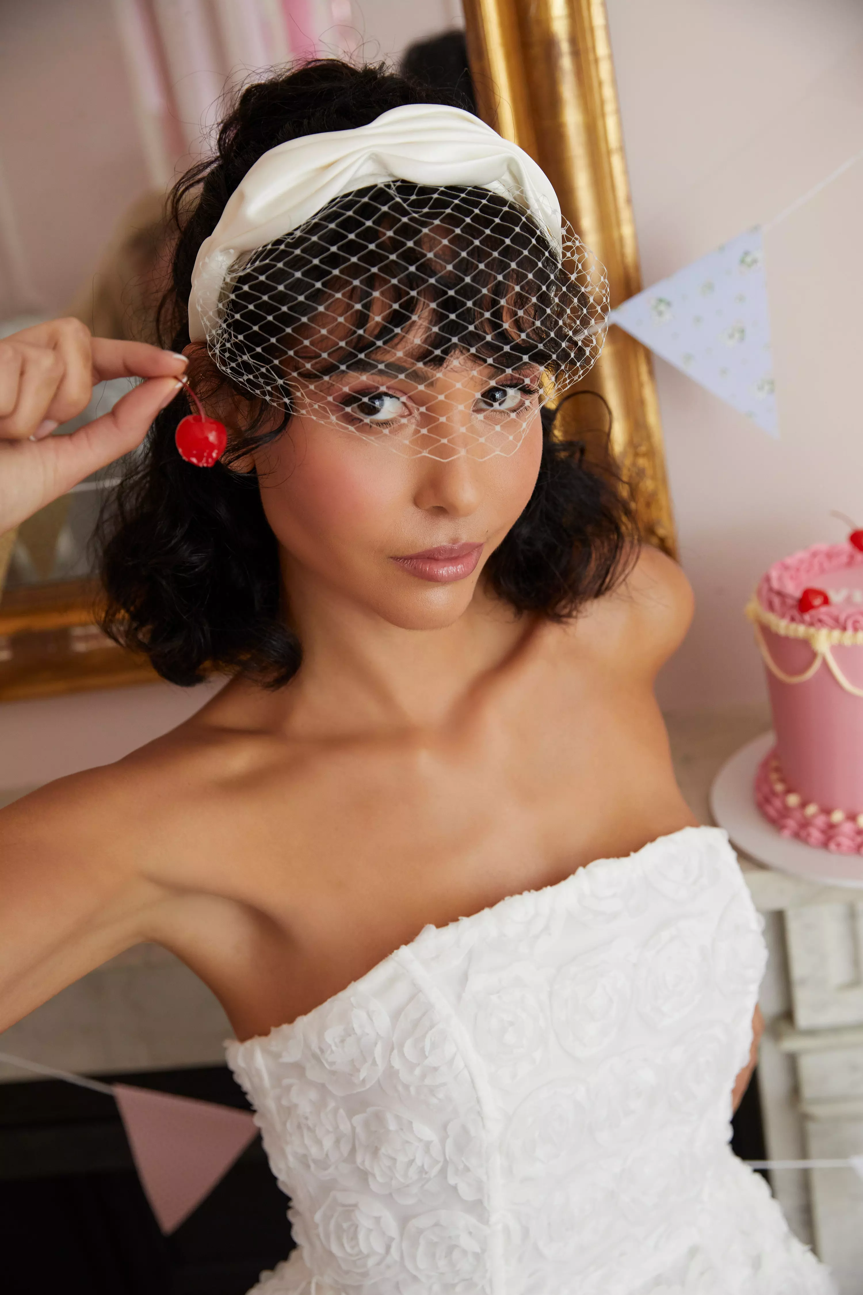 White Satin Mesh Headband