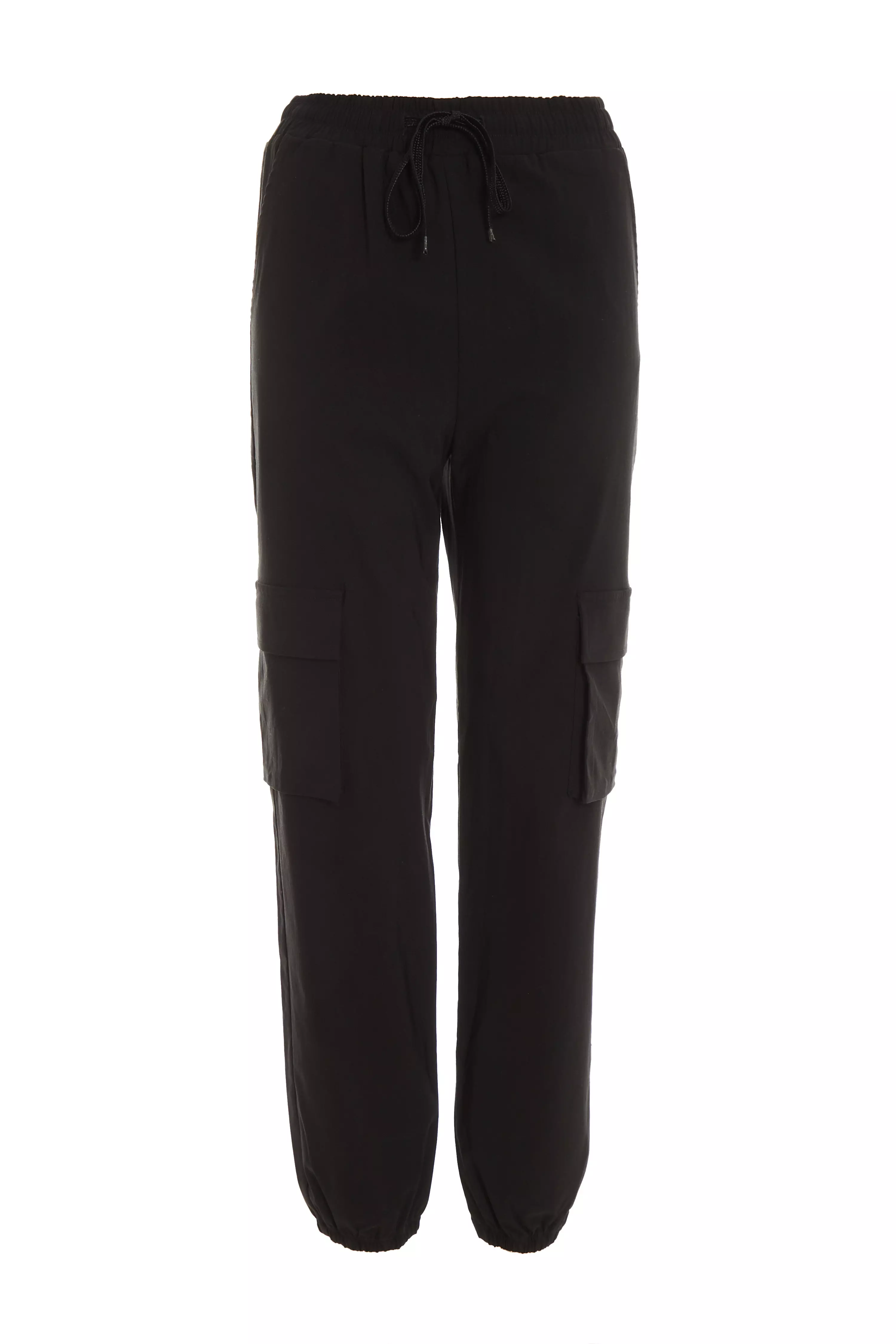 Black Tie Waist Cargo Trousers