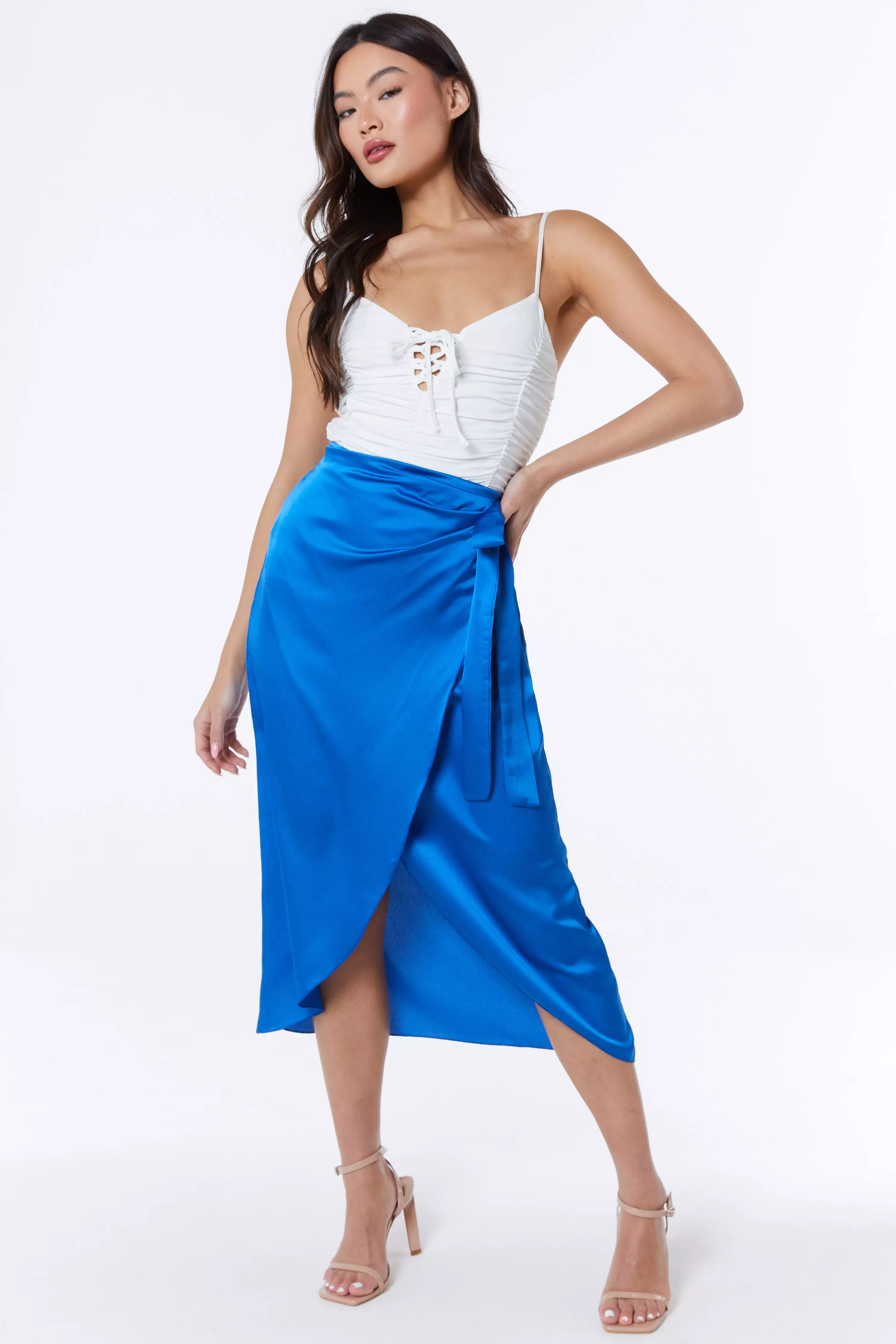 Royal blue 2025 satin skirt