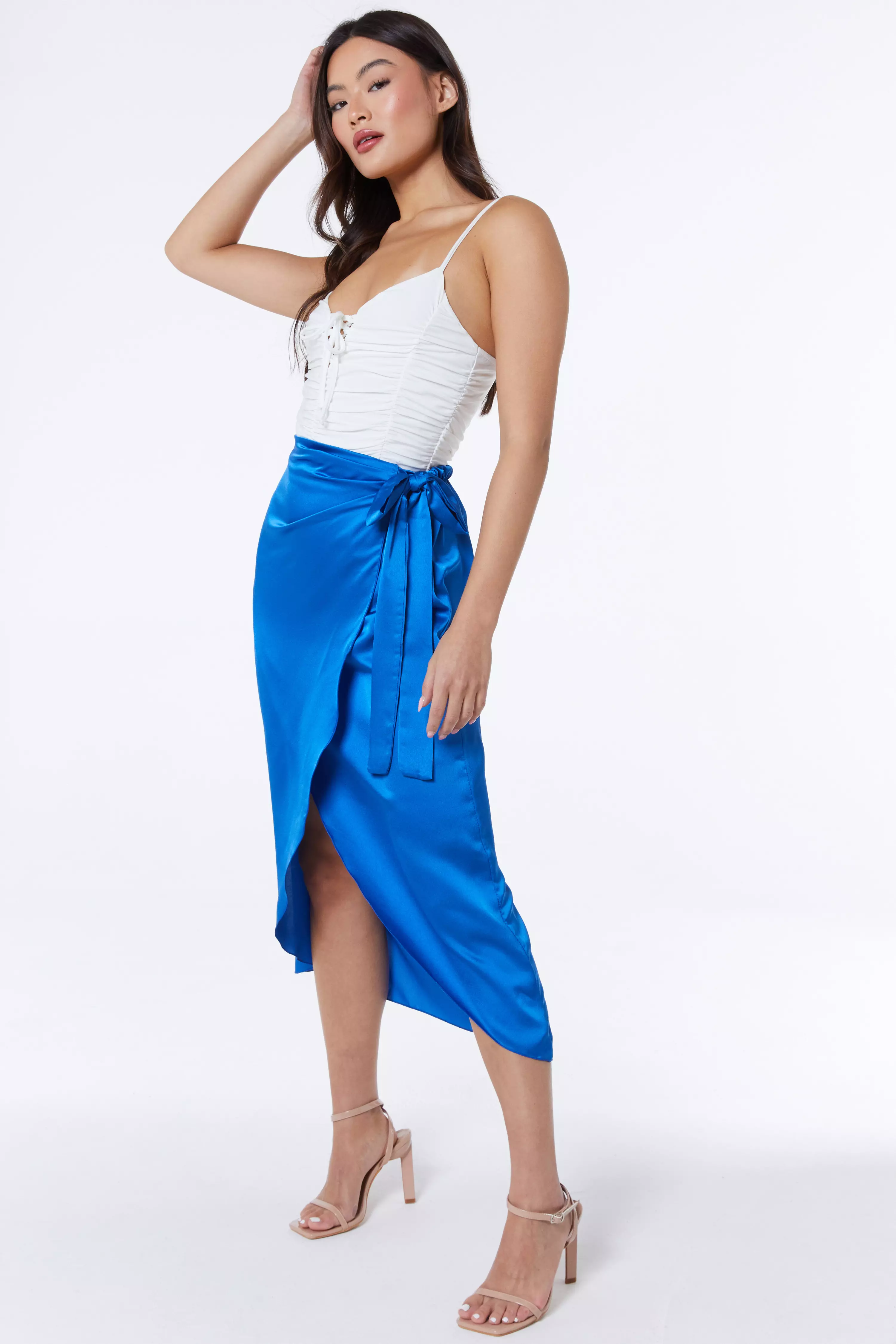 Royal blue wrap outlet skirt