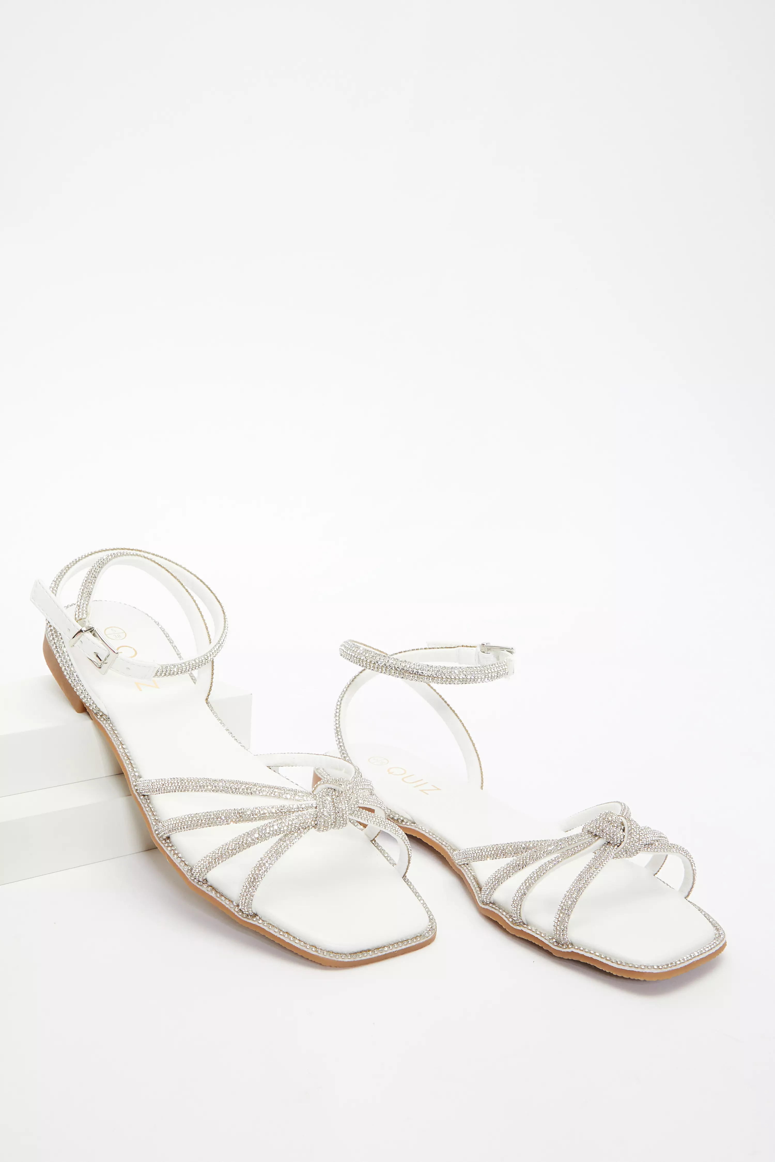 Diamante flat cheap sandals wedding