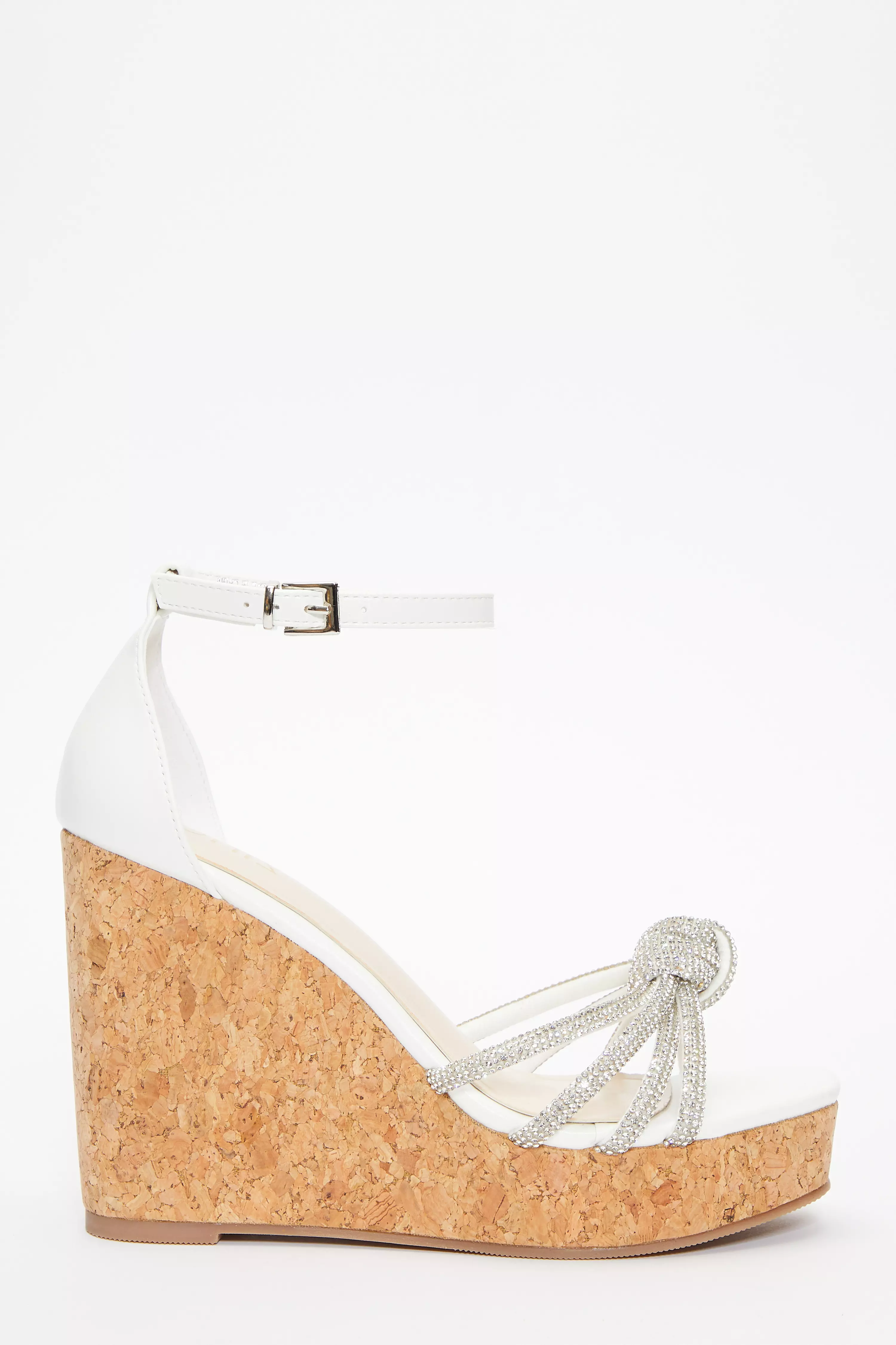 White Diamante Heeled Wedges