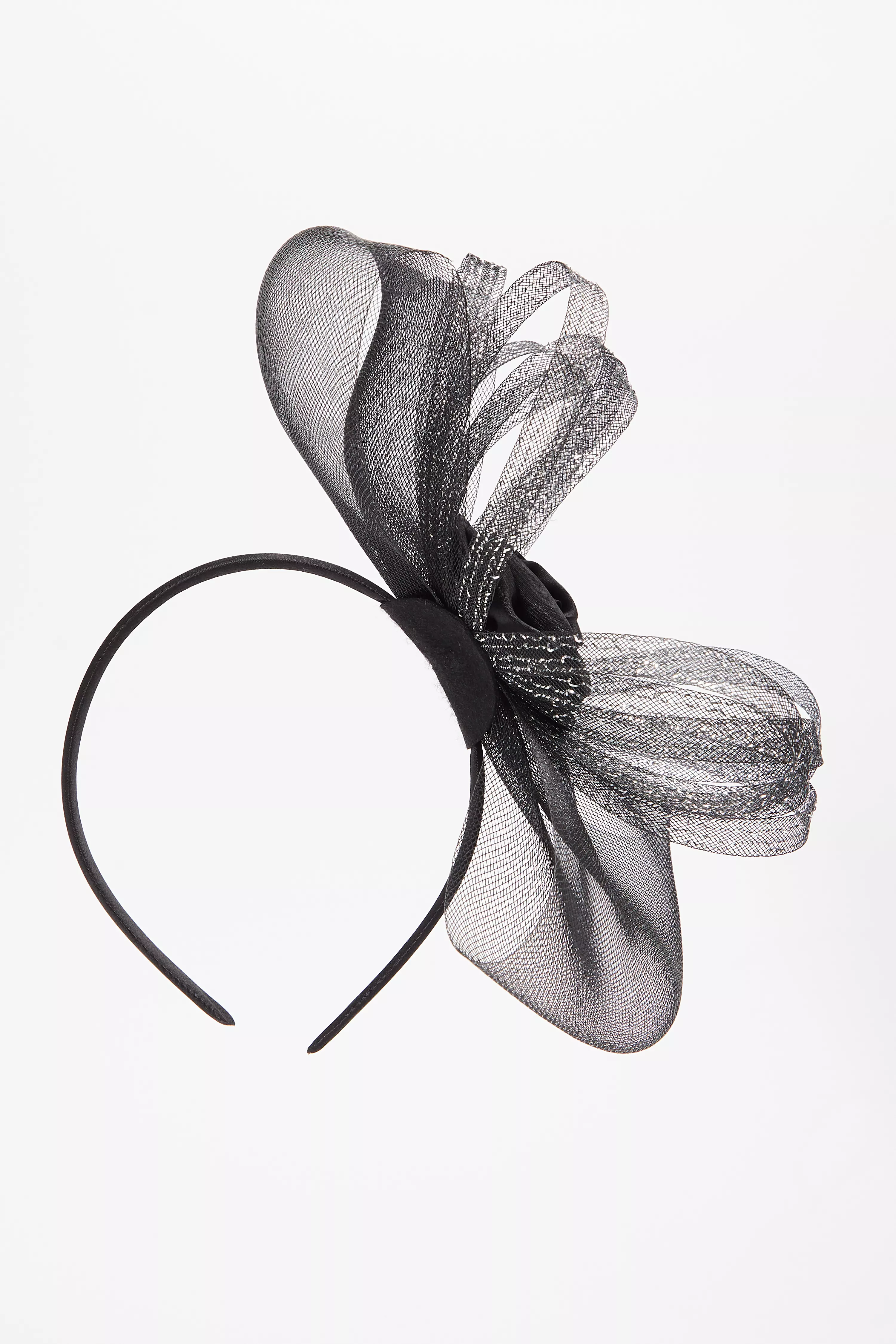 Black Satin Flower Headband Fascinator