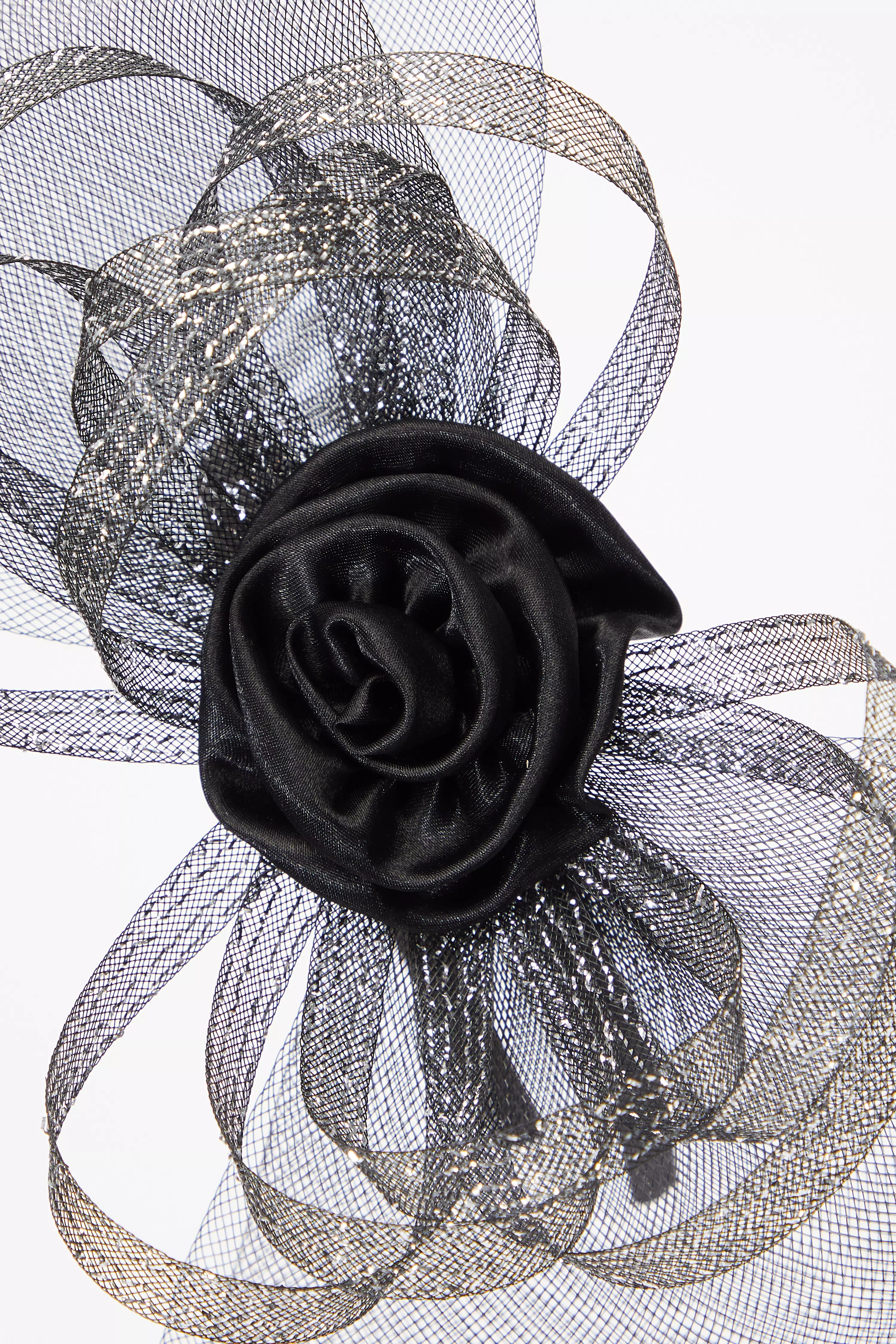 Black Satin Flower Headband Fascinator