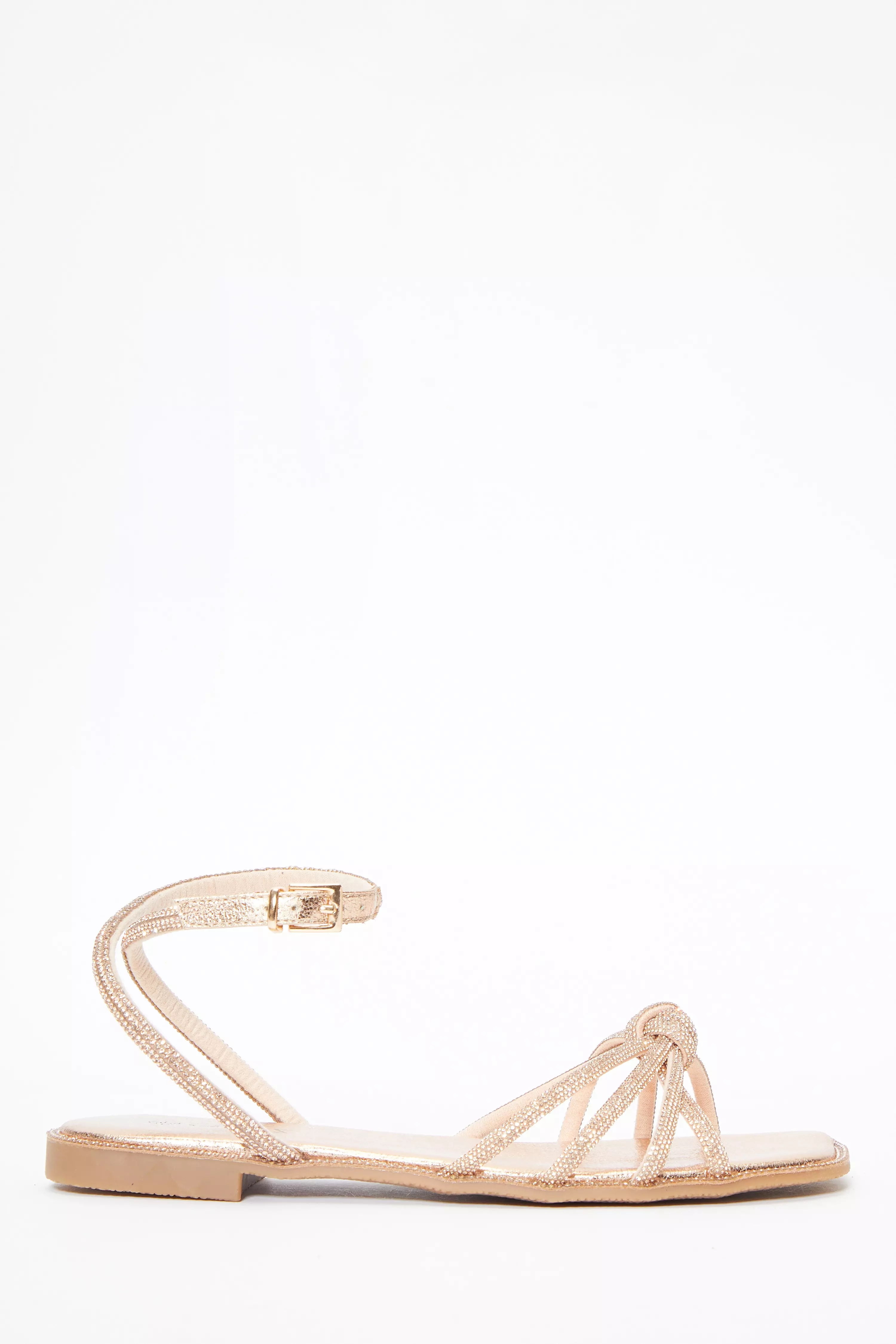 Rose gold deals diamante flat sandals