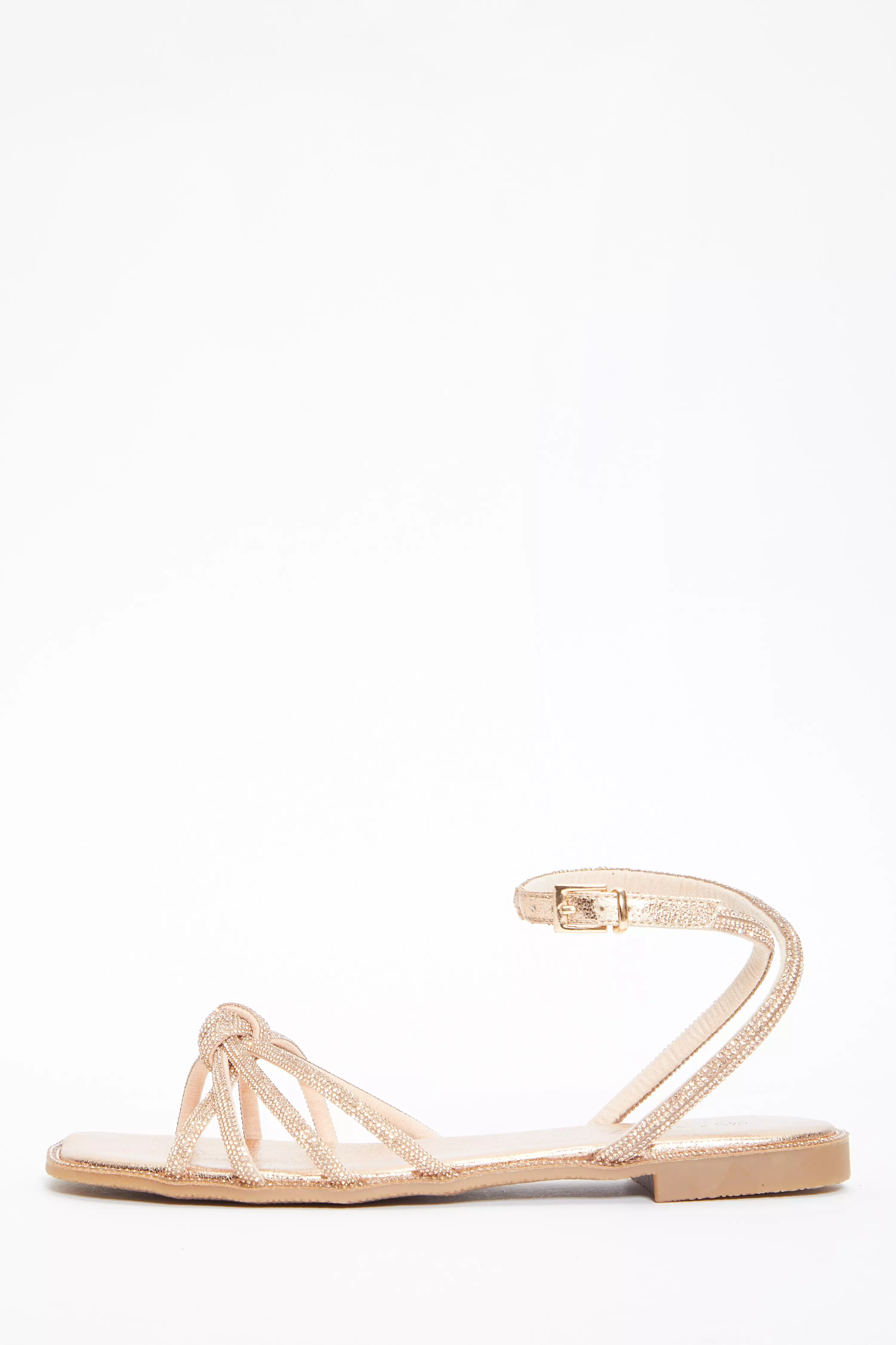 Rose gold hot sale diamante flat sandals