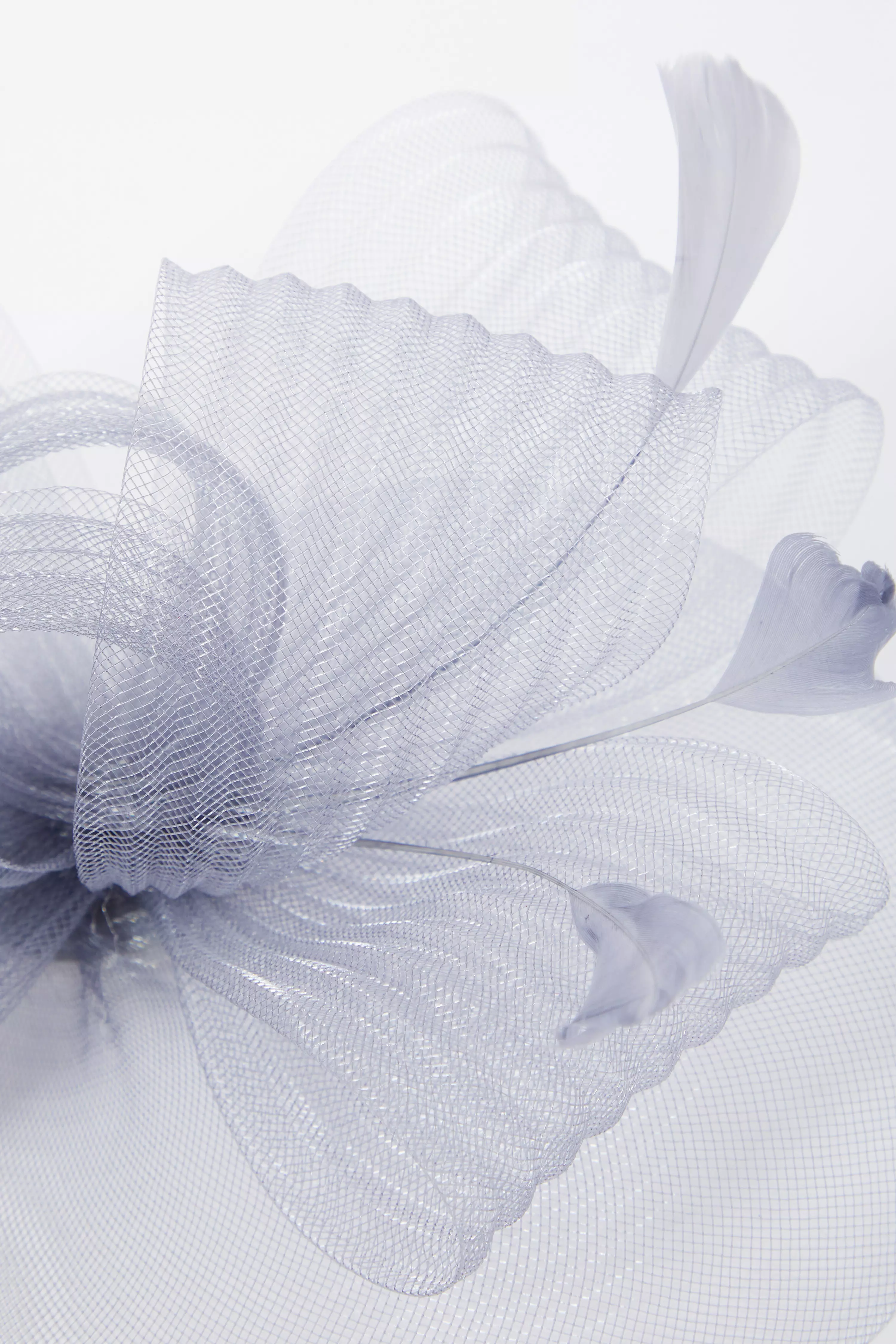 Grey Pleated Feather Clip Fascinator